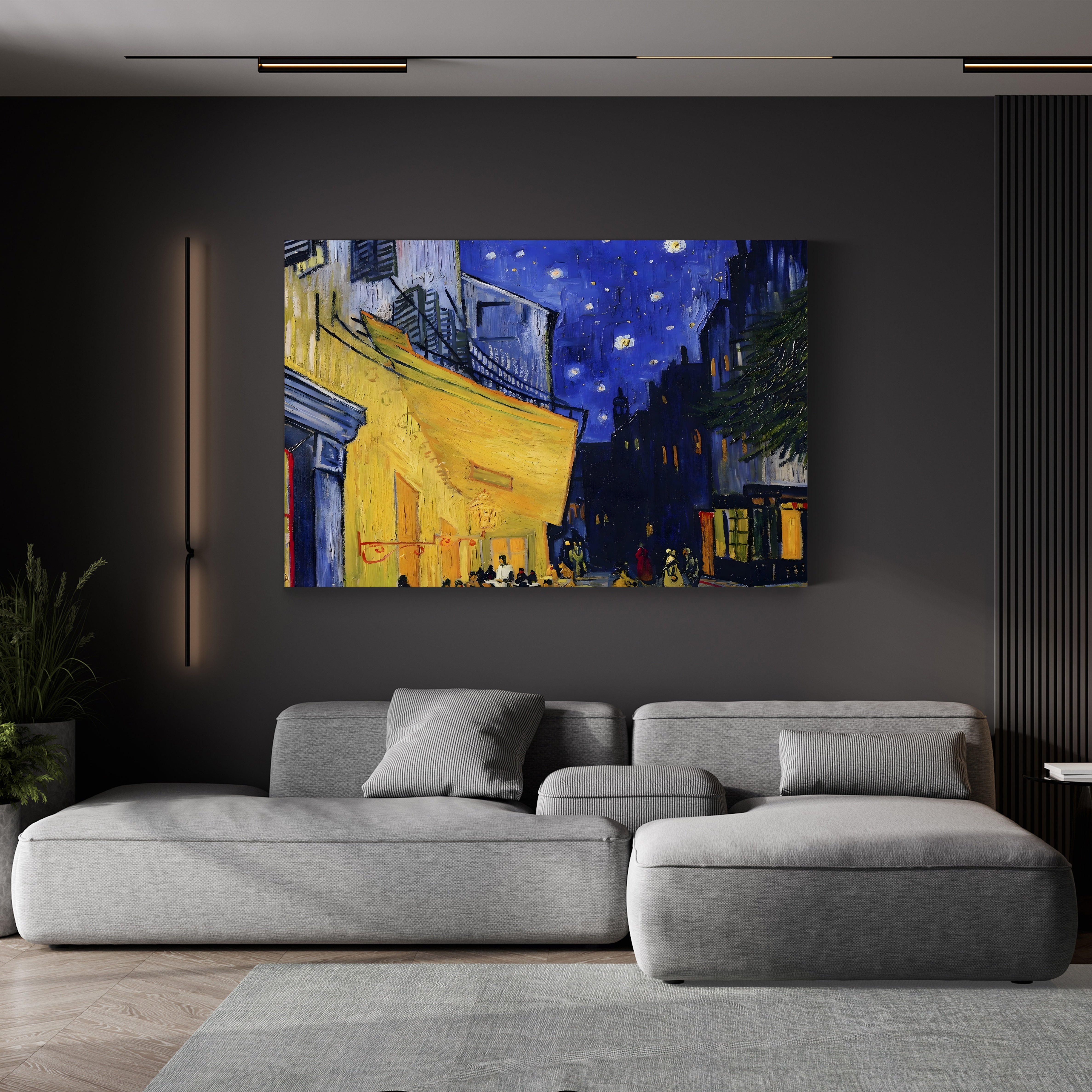 Detail of Café Terrace, Place du Forum, Arles – Vincent van Gogh Wall Art | Post-Impressionist Nocturne Canvas Print