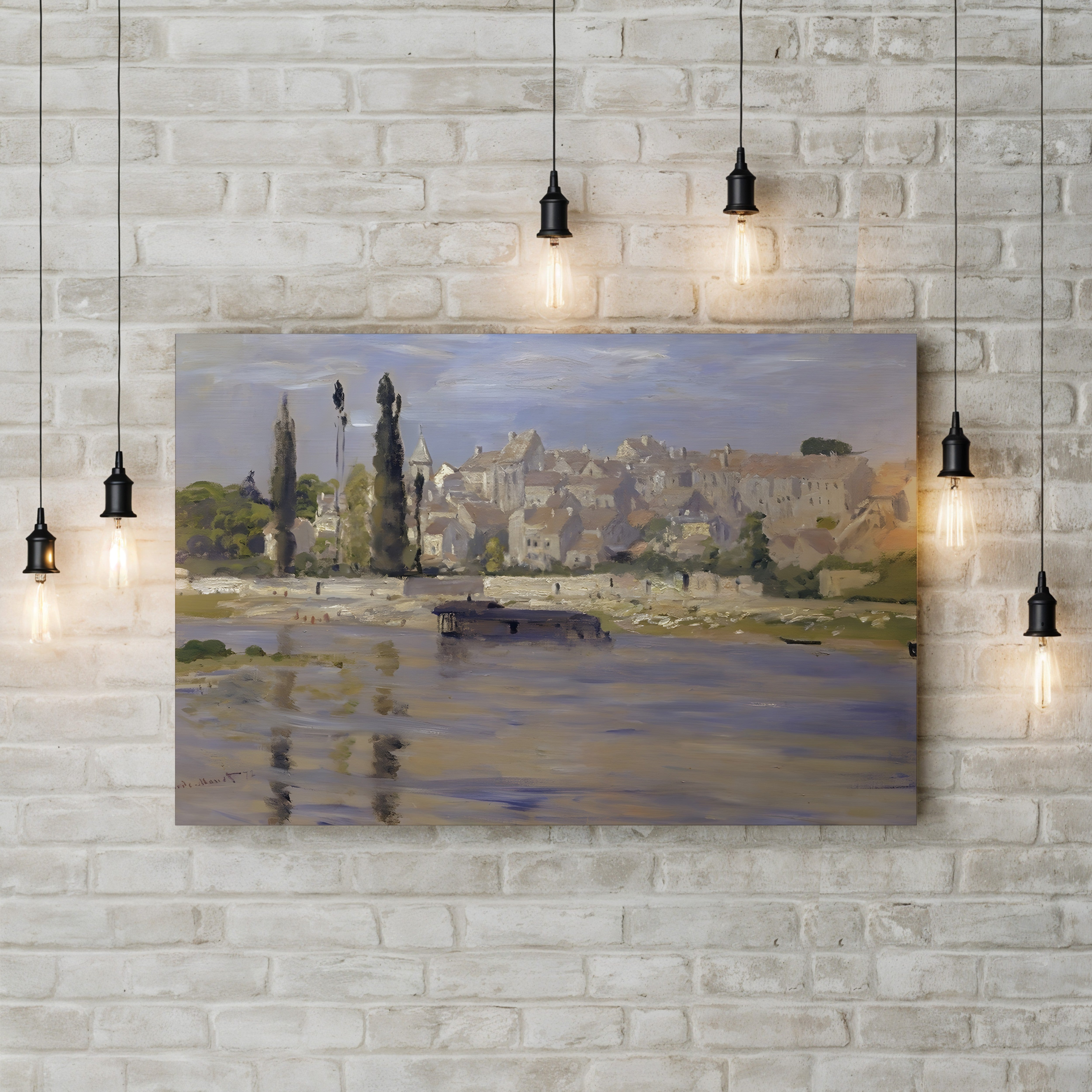 Carrières-Saint-Denis, 1872 – Claude Monet Wall Art | Early Impressionist Seine Landscape Canvas Print