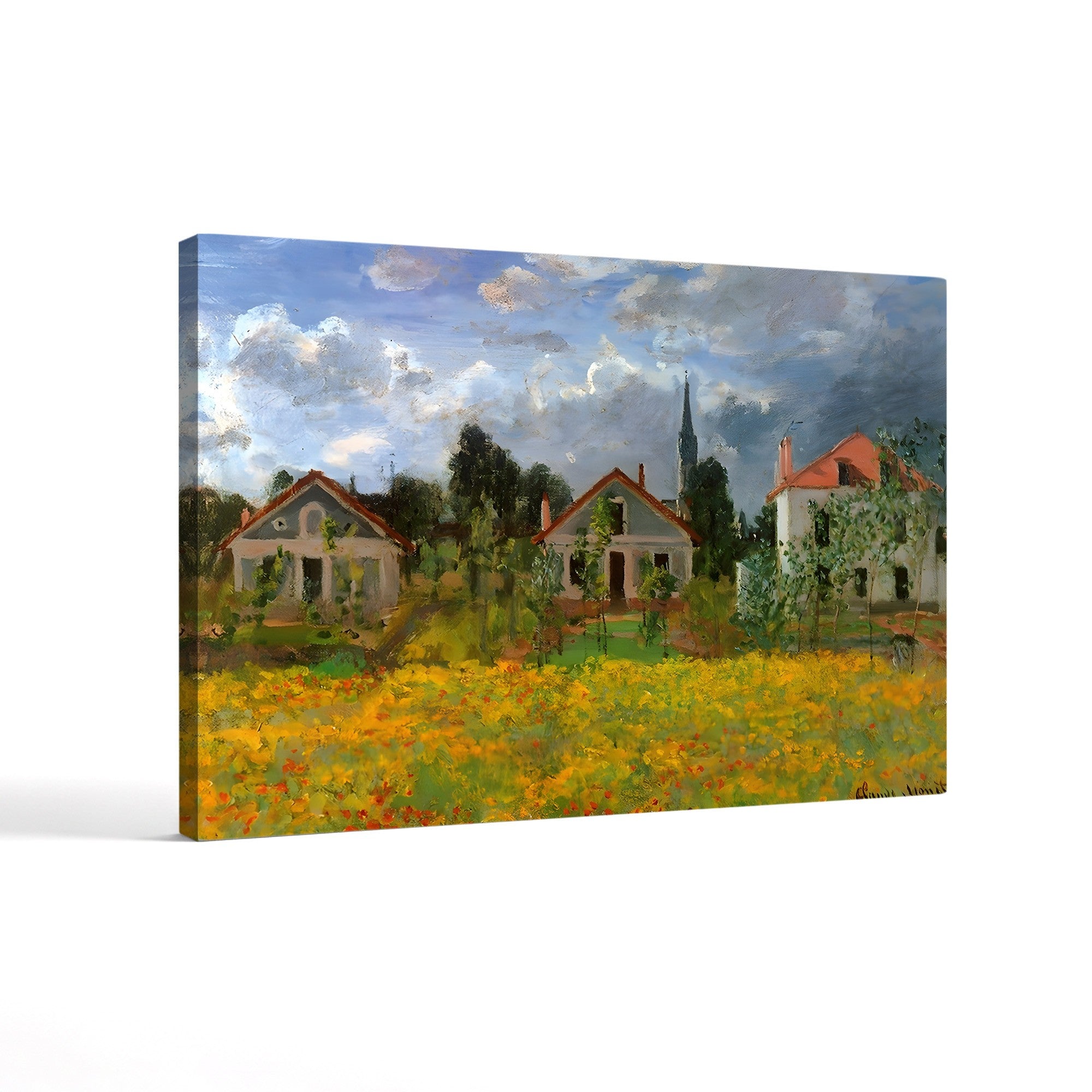 Houses in the Countryside – Claude Monet Wall Art | Impressionist Rural Landscape Canvas Print