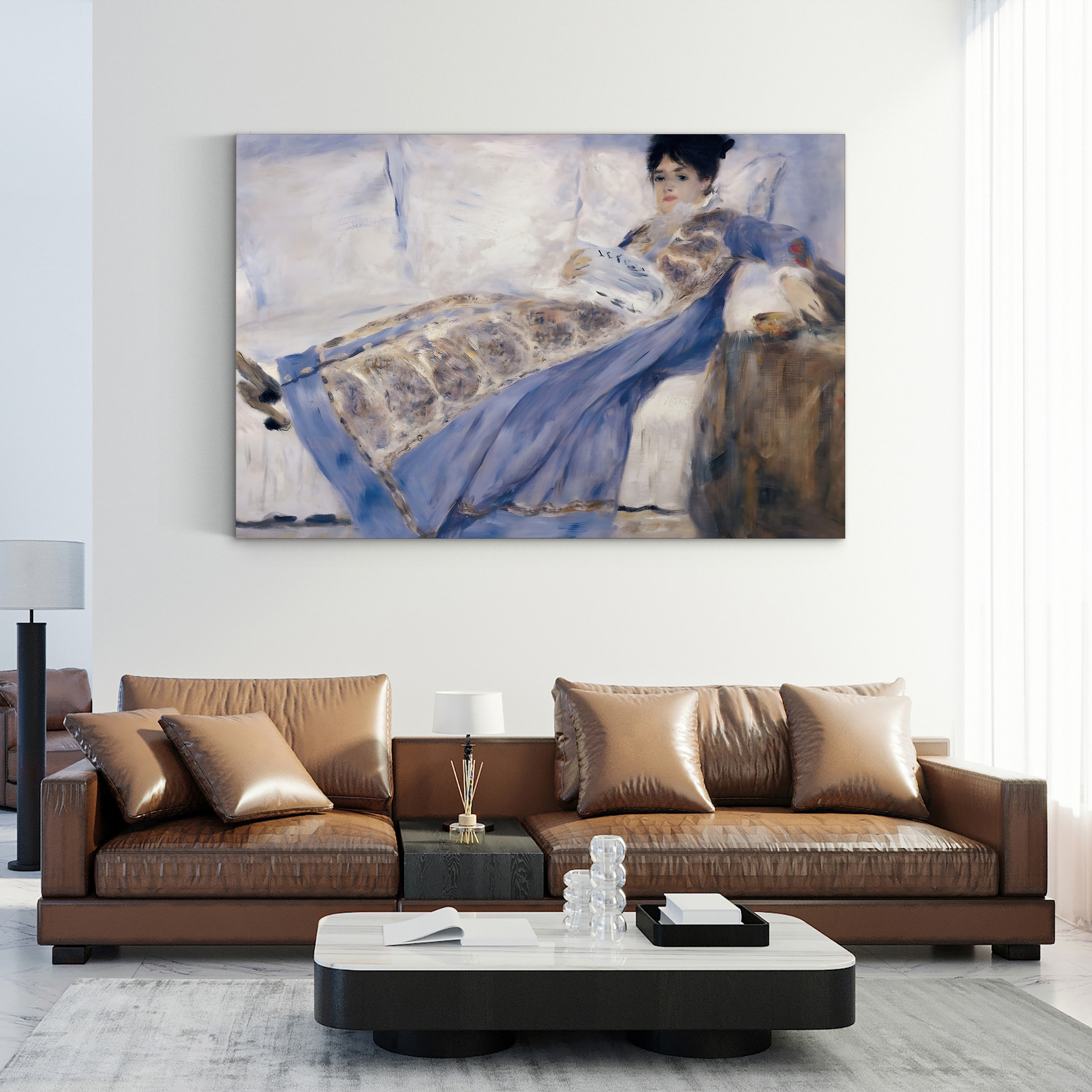 Madame Monet Lying on a Sofa – Renoir Wall Art | Portrait Canvas
