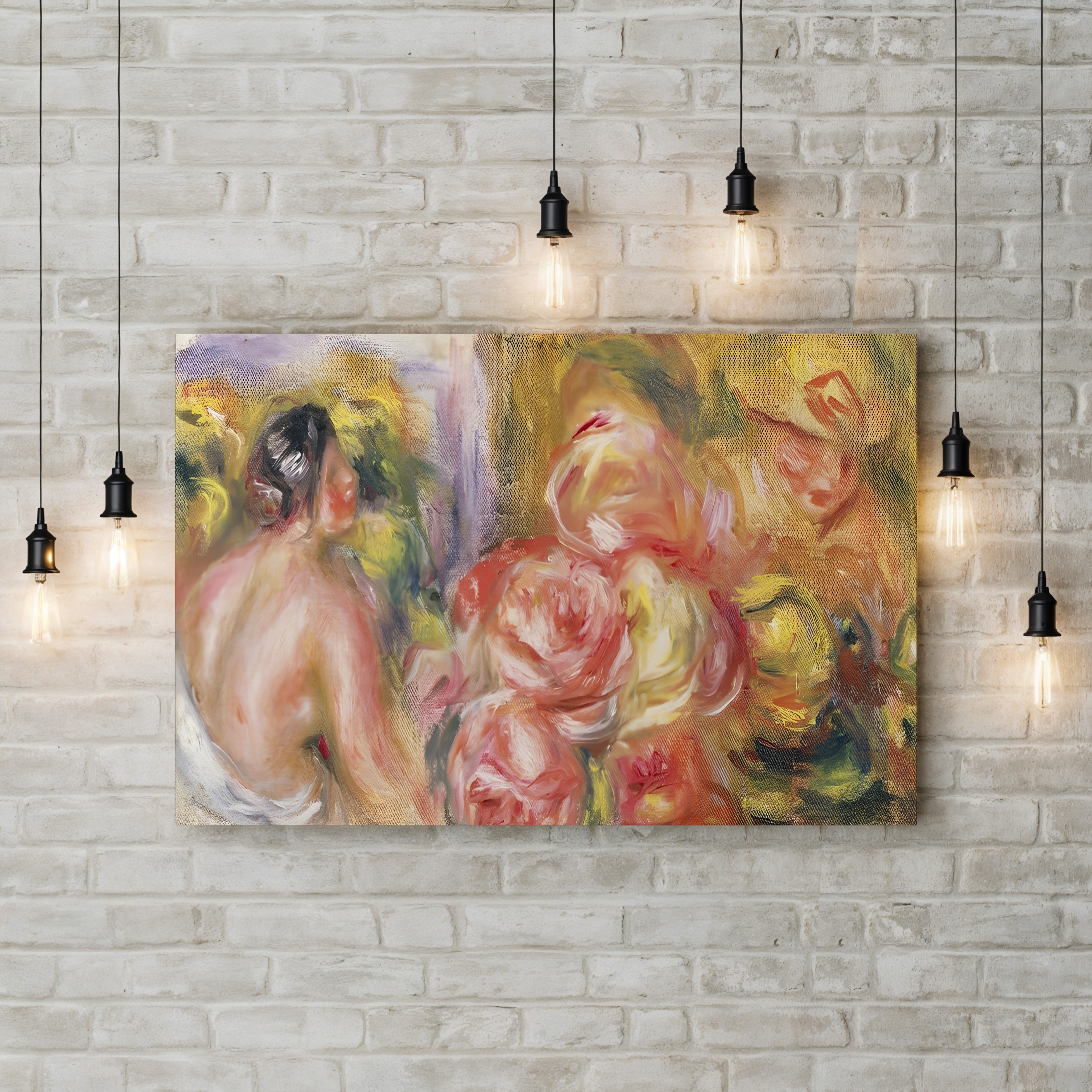Nude Girl with Hat and Roses, 1916 – Renoir Wall Art | Figure