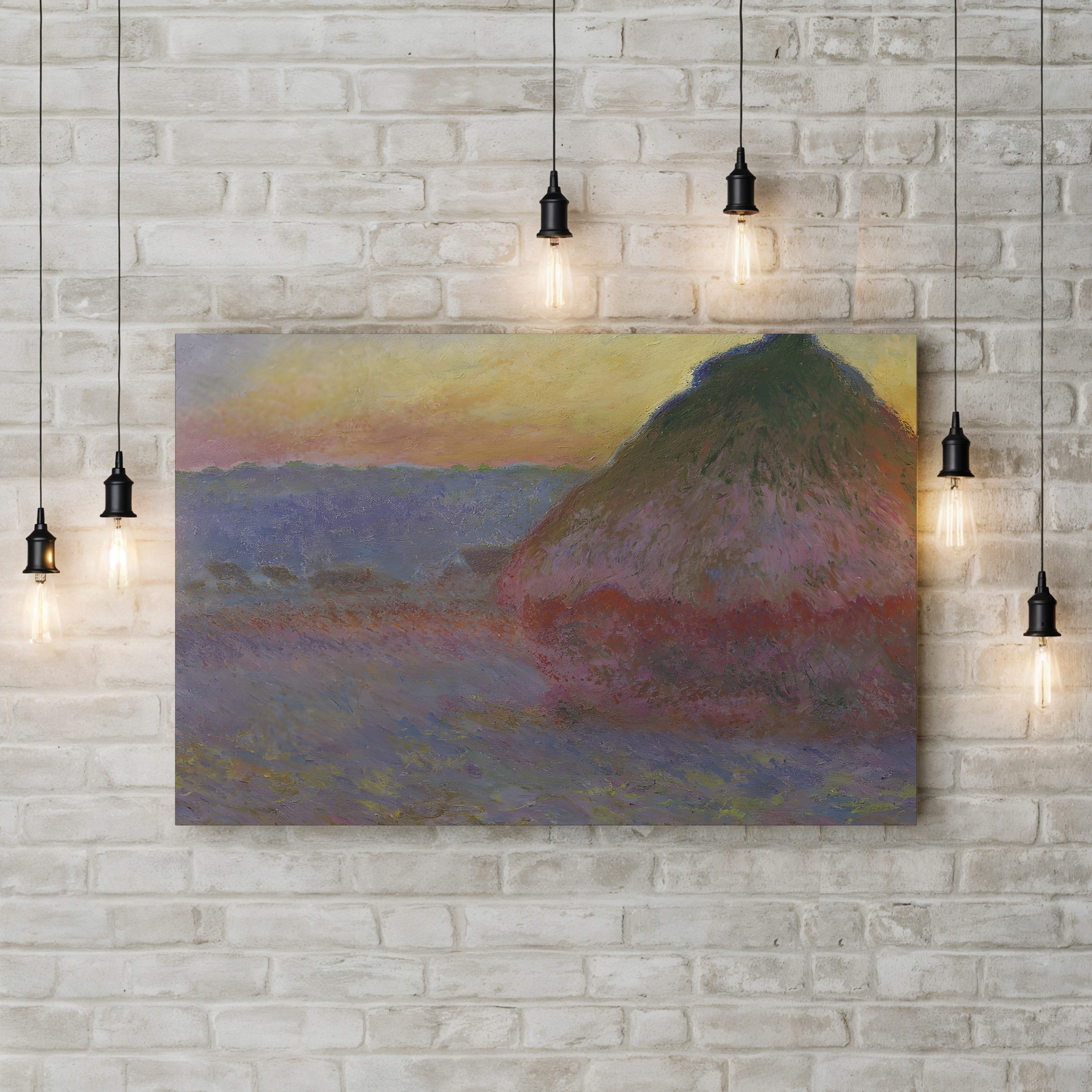 Haystacks, Pink and Blue Impressions, 1891 – Claude Monet Wall Art | Impressionist Series Canvas Print