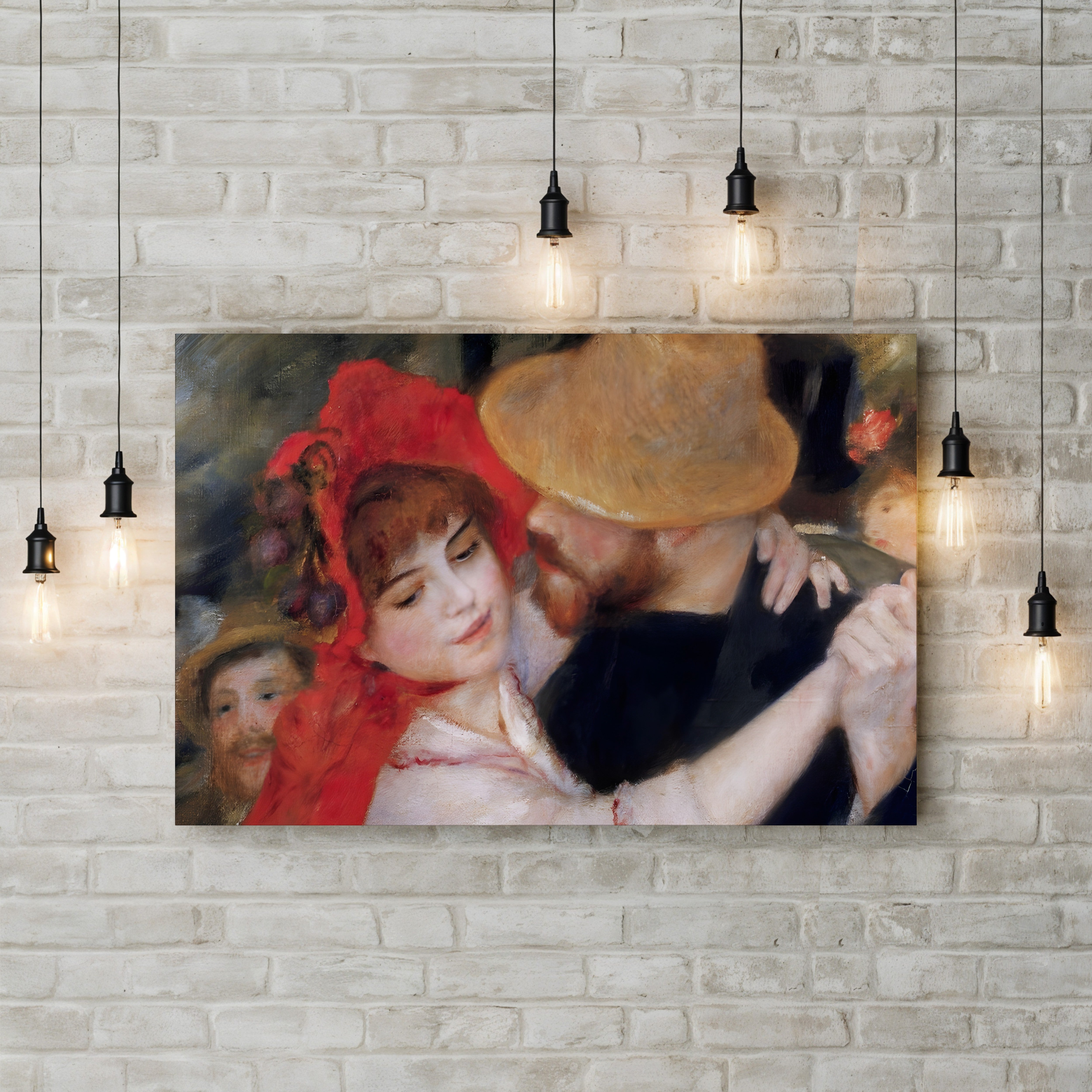 Detail of Dancing Couple from Le Bal à Bougival – Pierre-Auguste Renoir Wall Art | Impressionist Dance Canvas Print