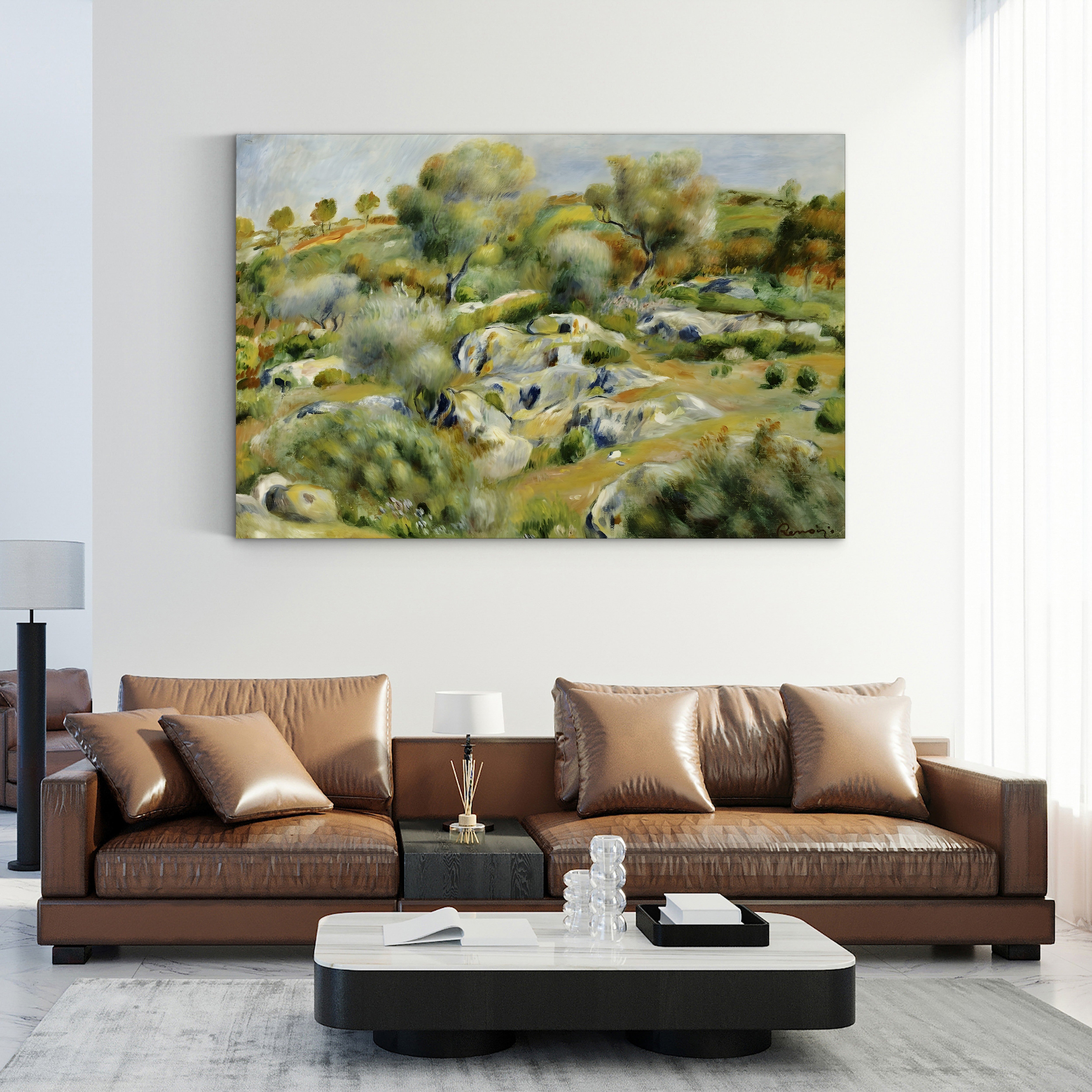 Brittany Landscape with Trees and Rocks – Pierre-Auguste Renoir Wall Art | Impressionist Landscape Canvas Print