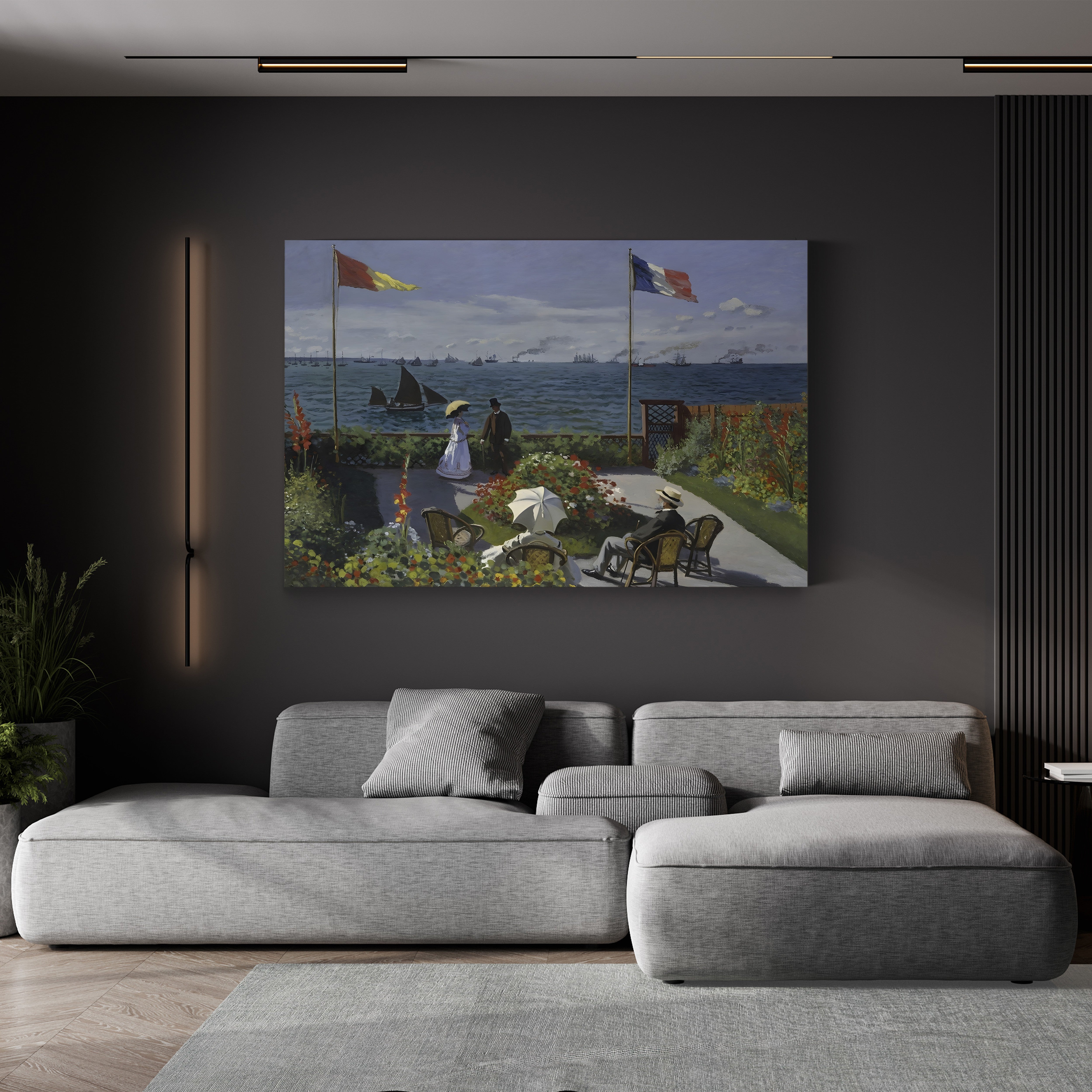 Garden at Sainte-Adresse, 1867 – Claude Monet Wall Art | Impressionist Seaside Garden Canvas Print