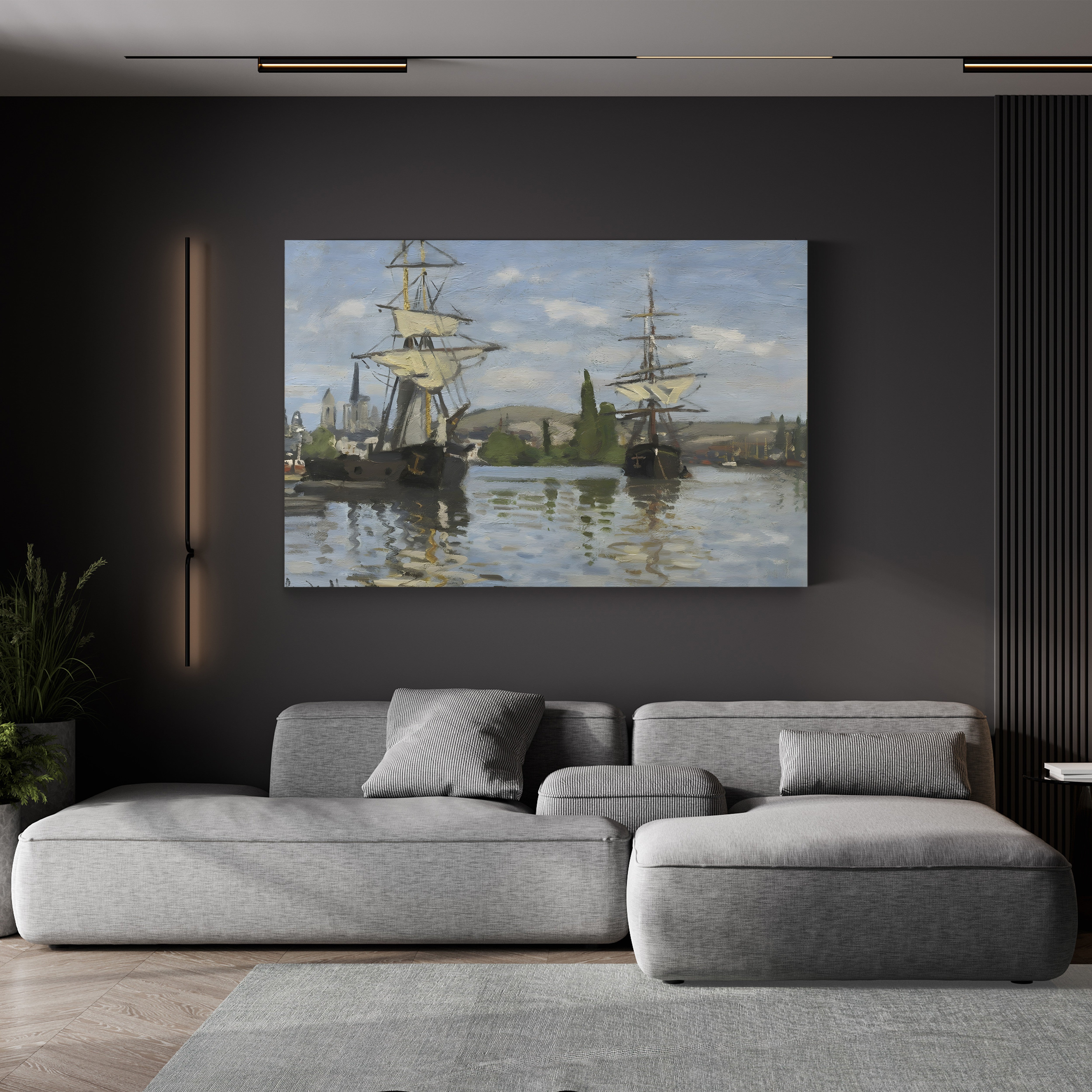 Ships Riding on the Seine at Rouen, 1872-73 by Claude Monet