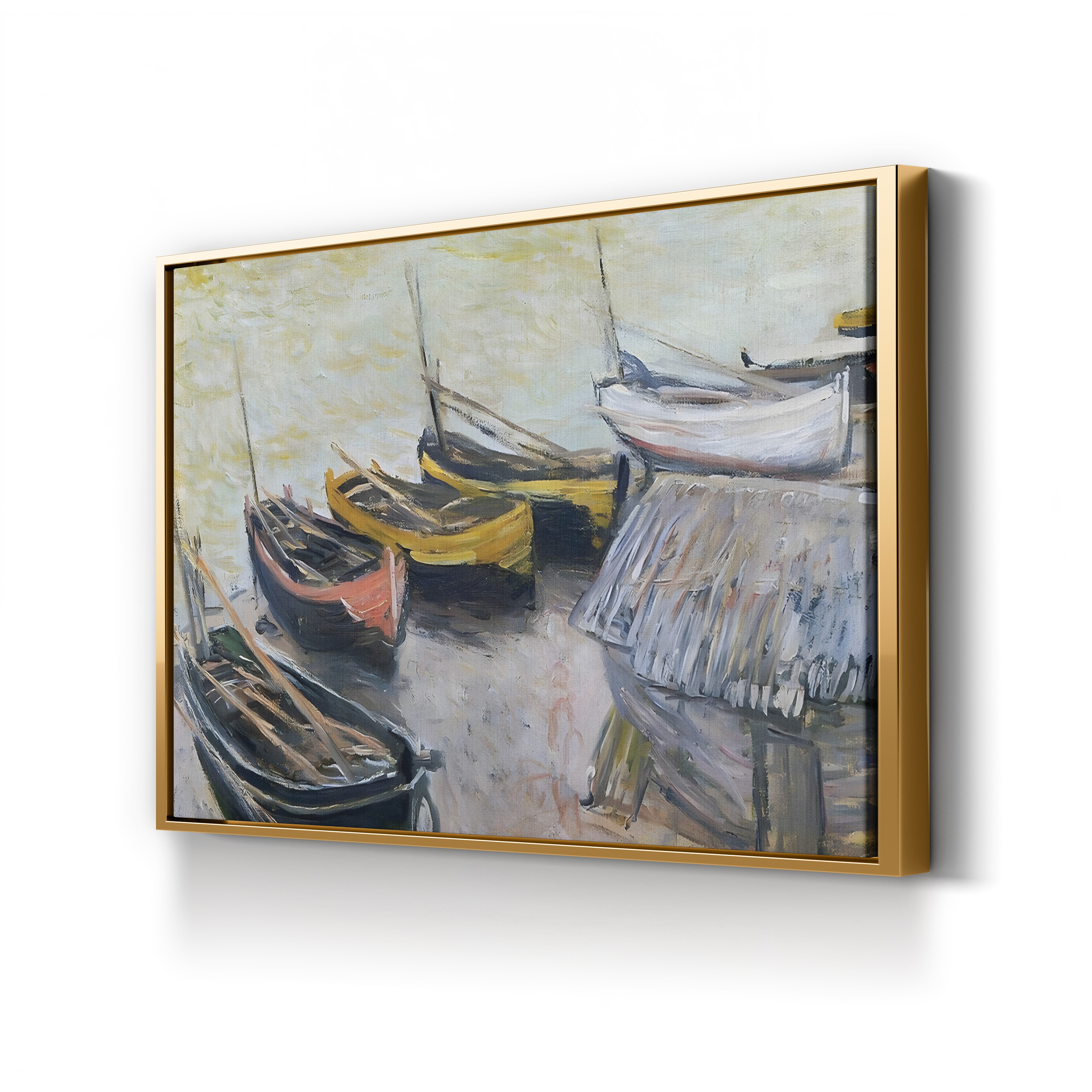 Boats on the Beach, 1883 – Claude Monet Wall Art | Impressionist Norman Coastal Canvas Print