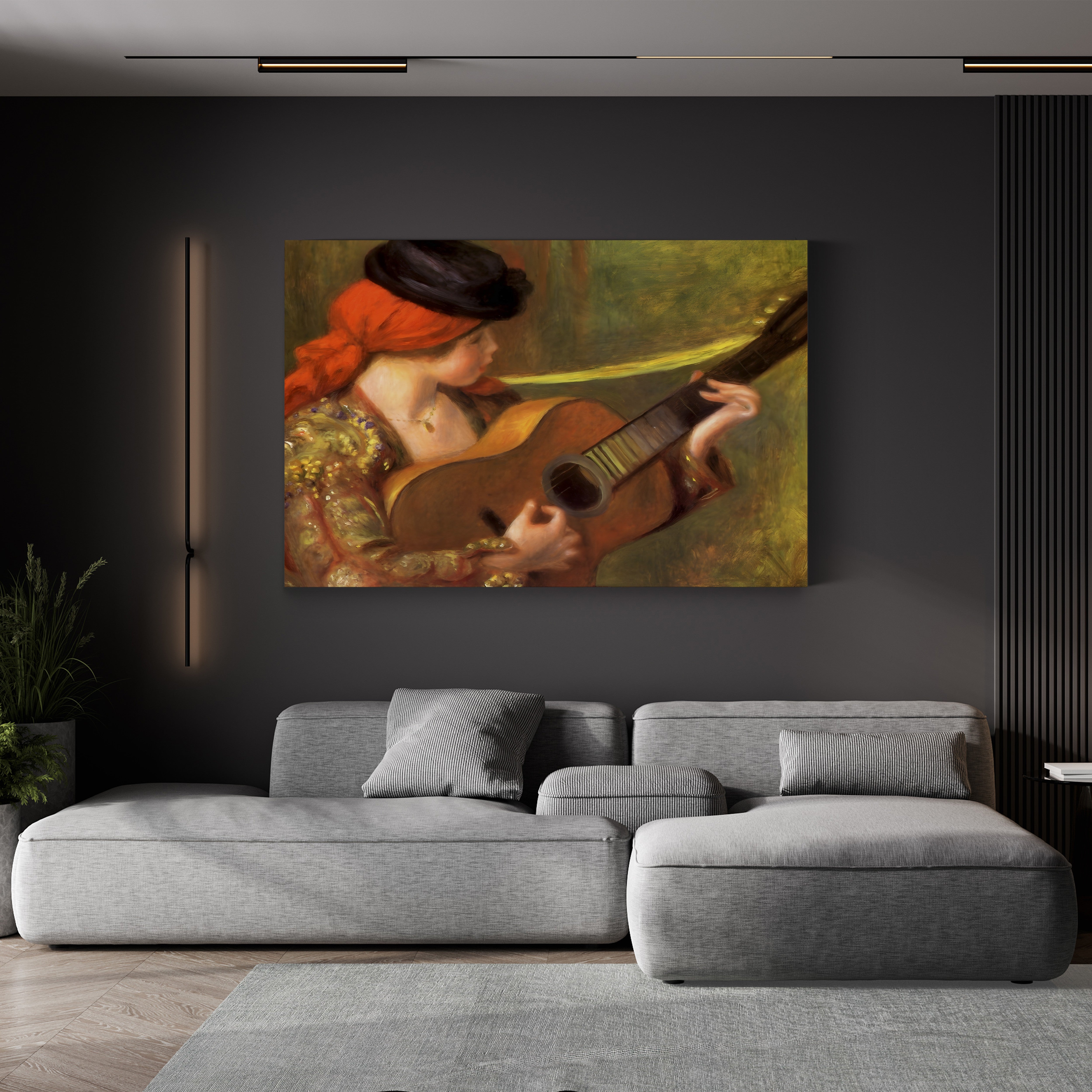 Young Spanish Woman with a Guitar – Pierre-Auguste Renoir Wall Art | Impressionist Figure Canvas Print