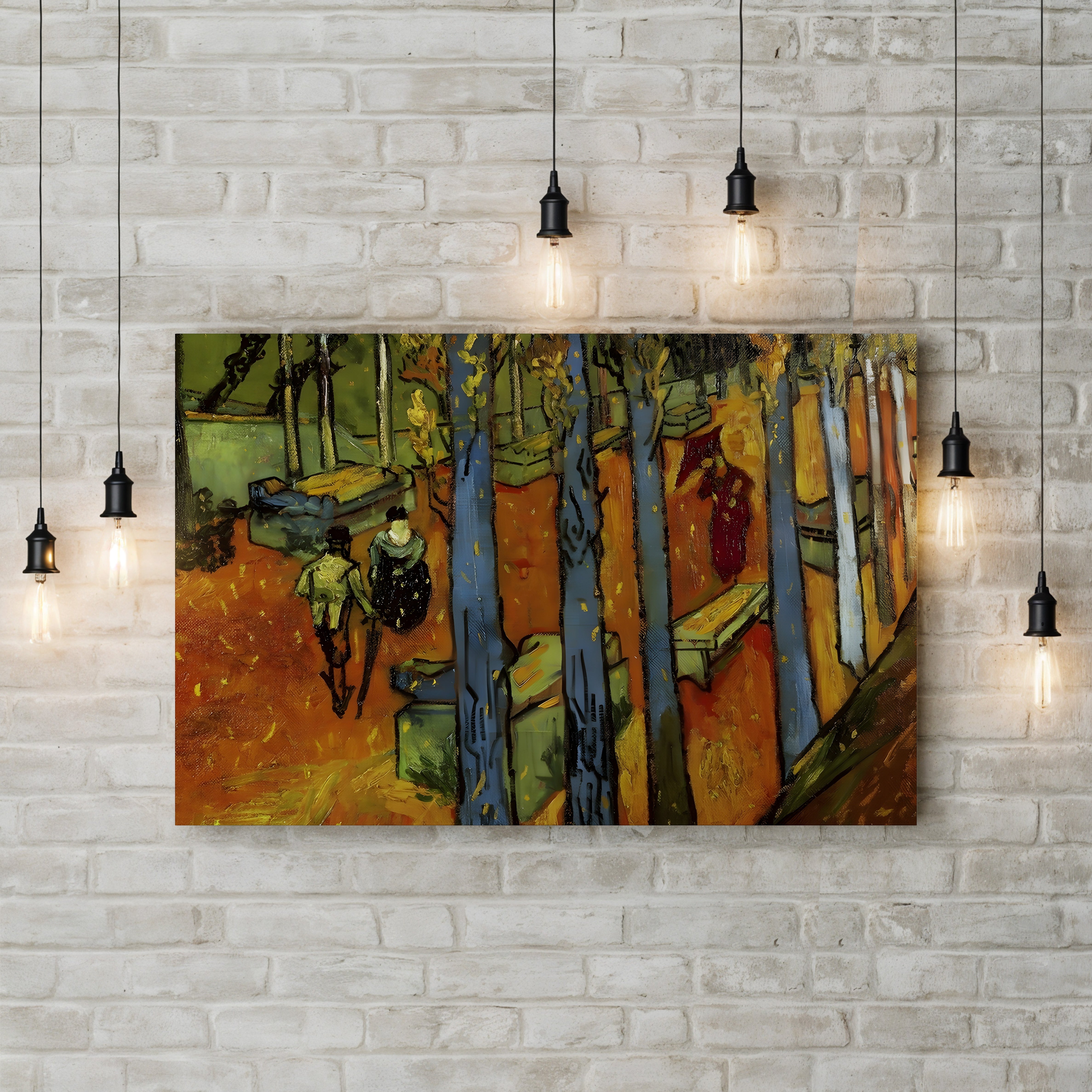 Falling Leaves (Les Alyscamps), 1888 – Vincent van Gogh Wall Art | Post-Impressionist Autumn Canvas Print
