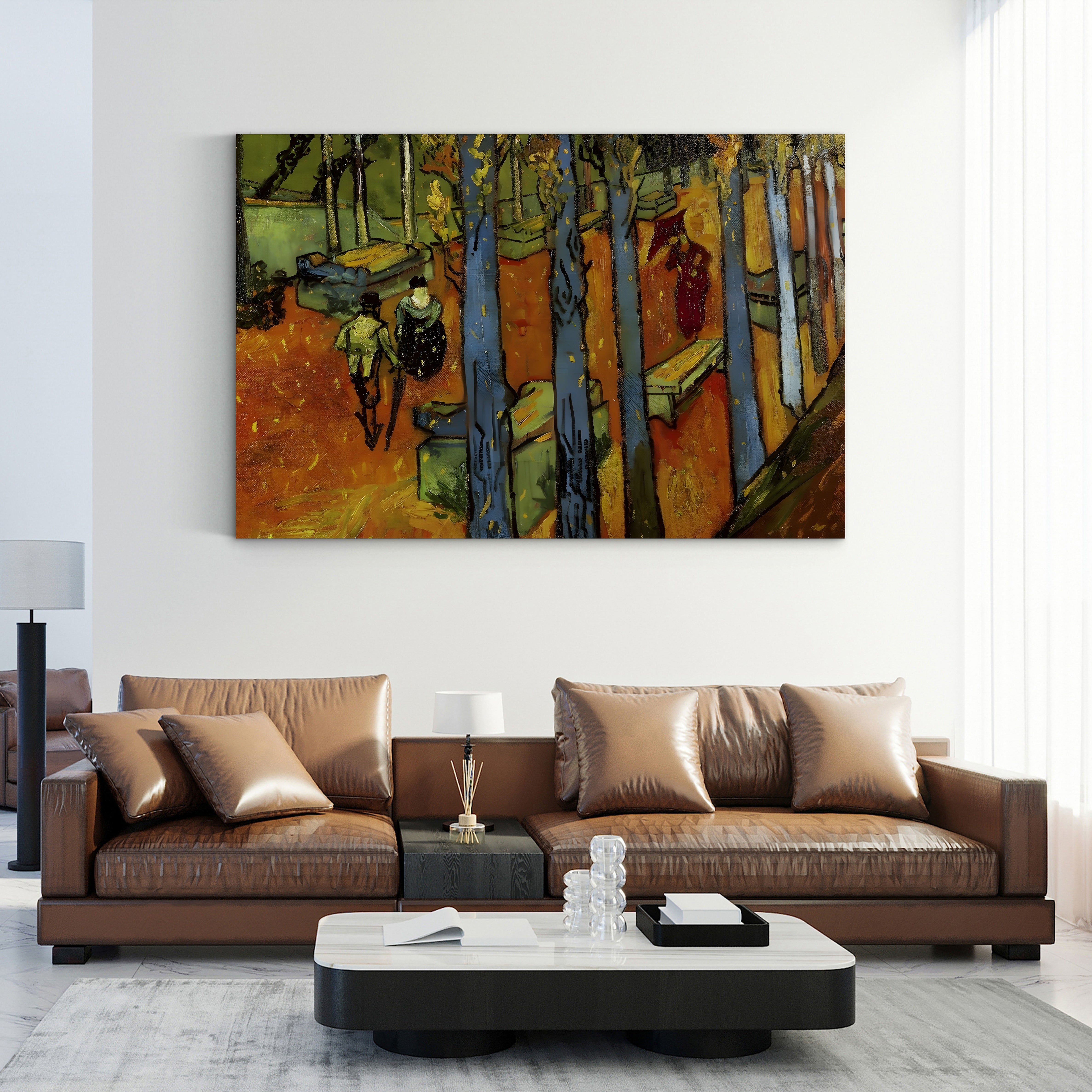 Falling Leaves (Les Alyscamps), 1888 – Vincent van Gogh Wall Art | Post-Impressionist Autumn Canvas Print