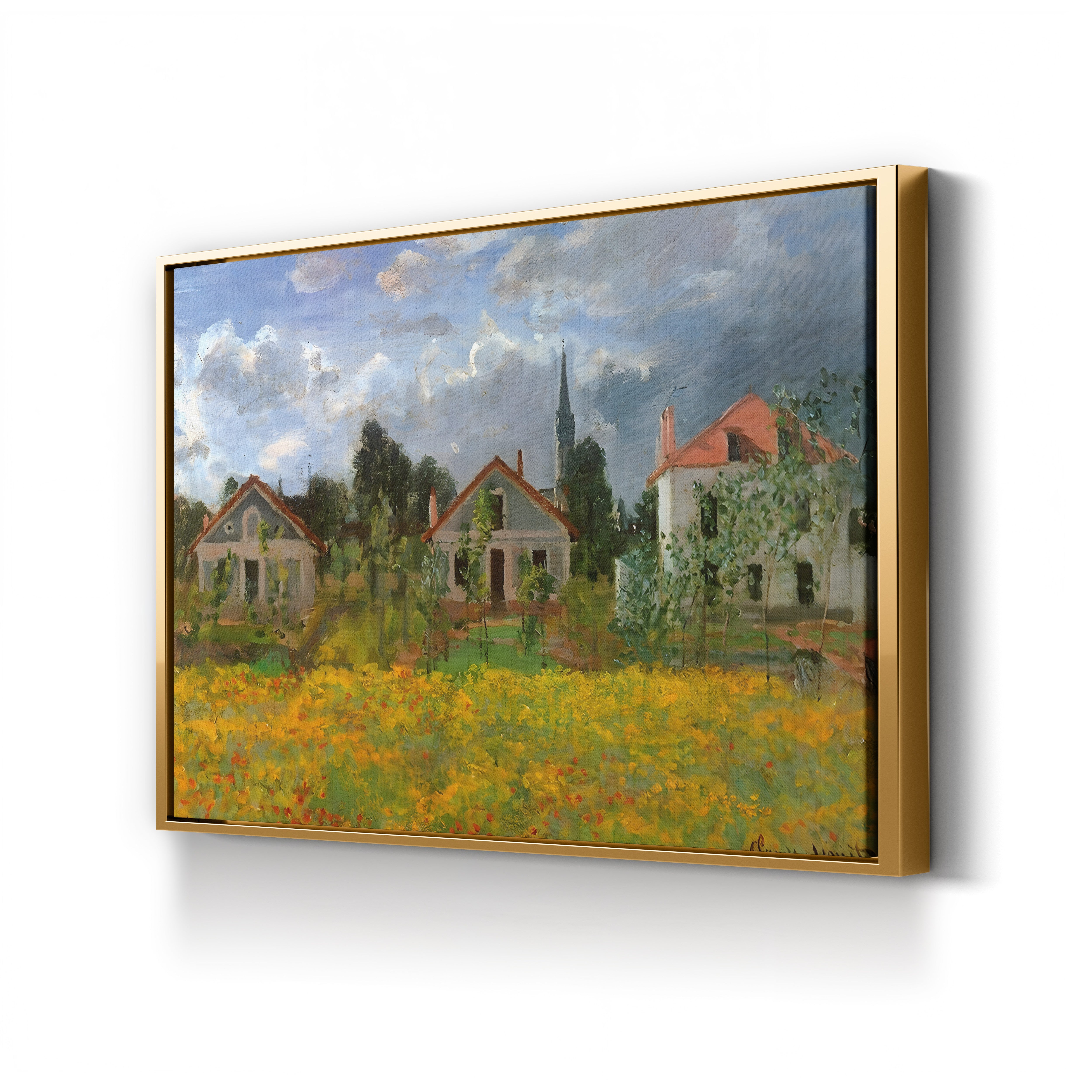 Houses in the Countryside – Claude Monet Wall Art | Impressionist Rural Landscape Canvas Print