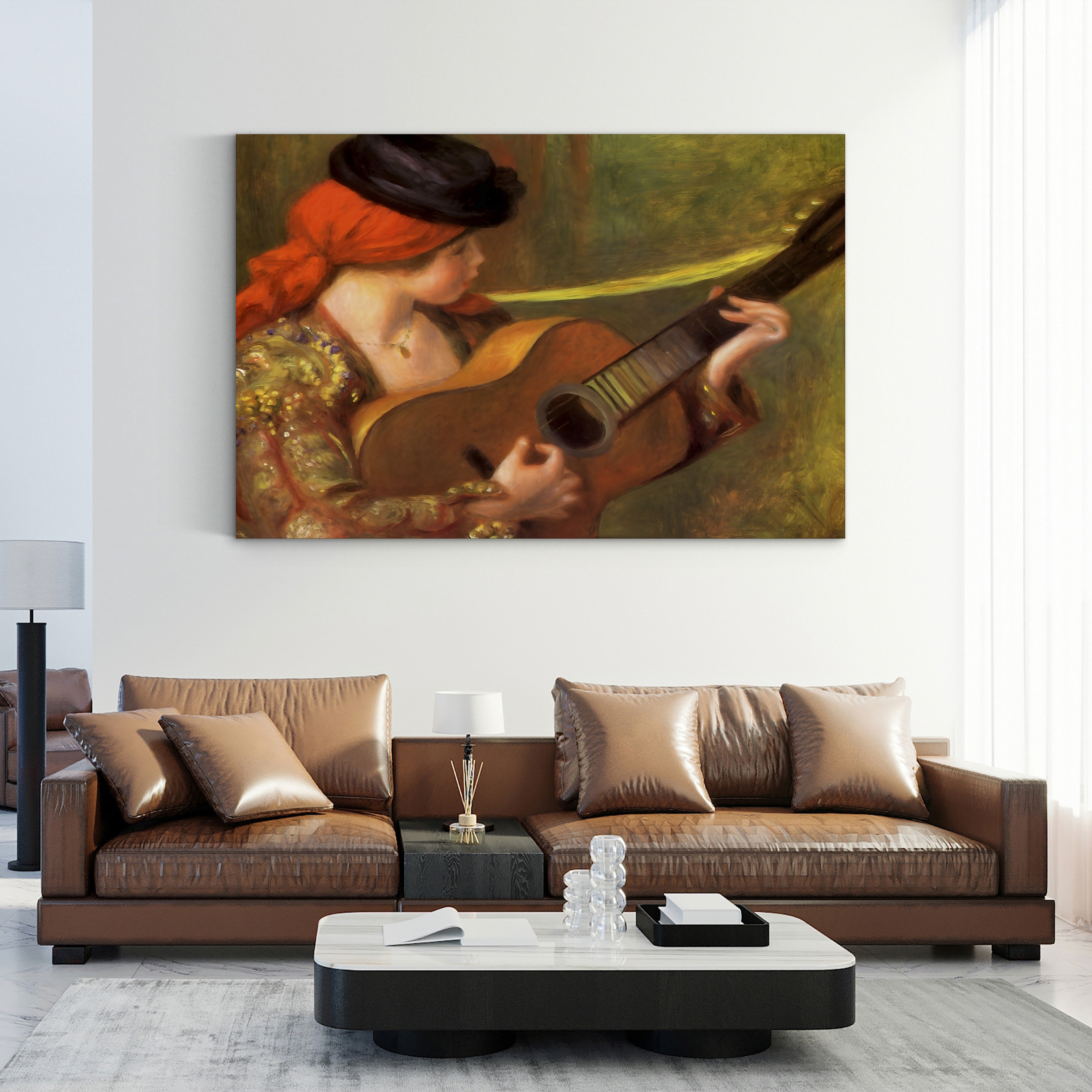 Young Spanish Woman with a Guitar – Pierre-Auguste Renoir Wall Art | Impressionist Figure Canvas Print