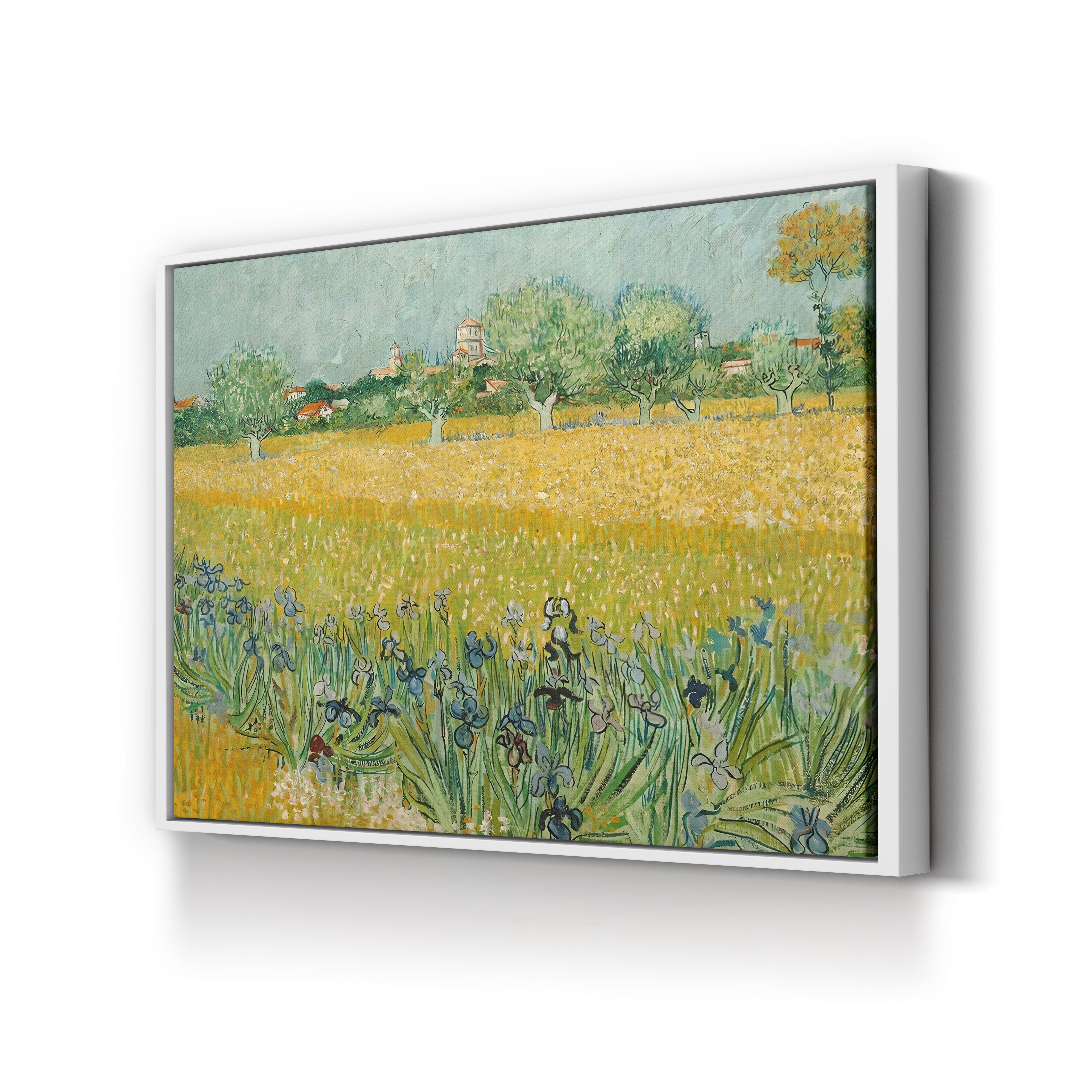 Field with Irises Near Arles – Vincent van Gogh Wall Art | Post-Impressionist Landscape Canvas Print