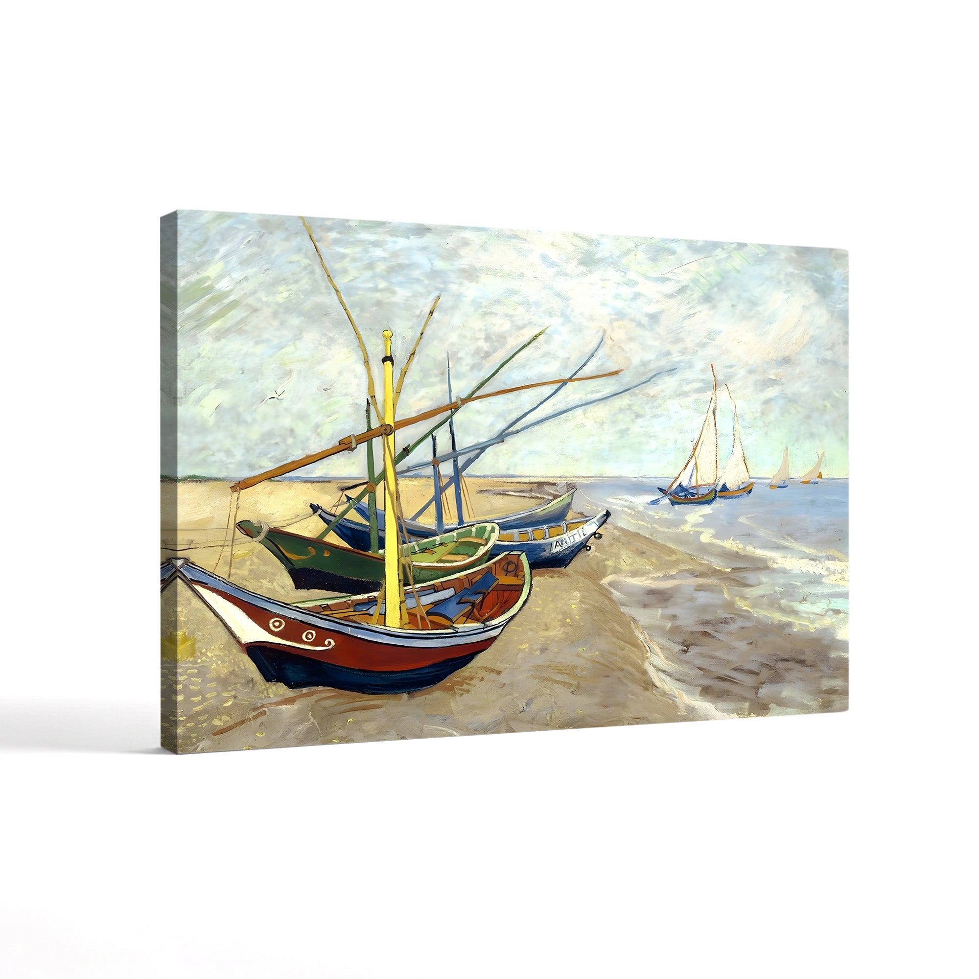 Fishing Boats on the Beach at Saintes-Maries-de-la-Mer, 1888 – Vincent van Gogh Wall Art | Post-Impressionist Coastal Canvas Print