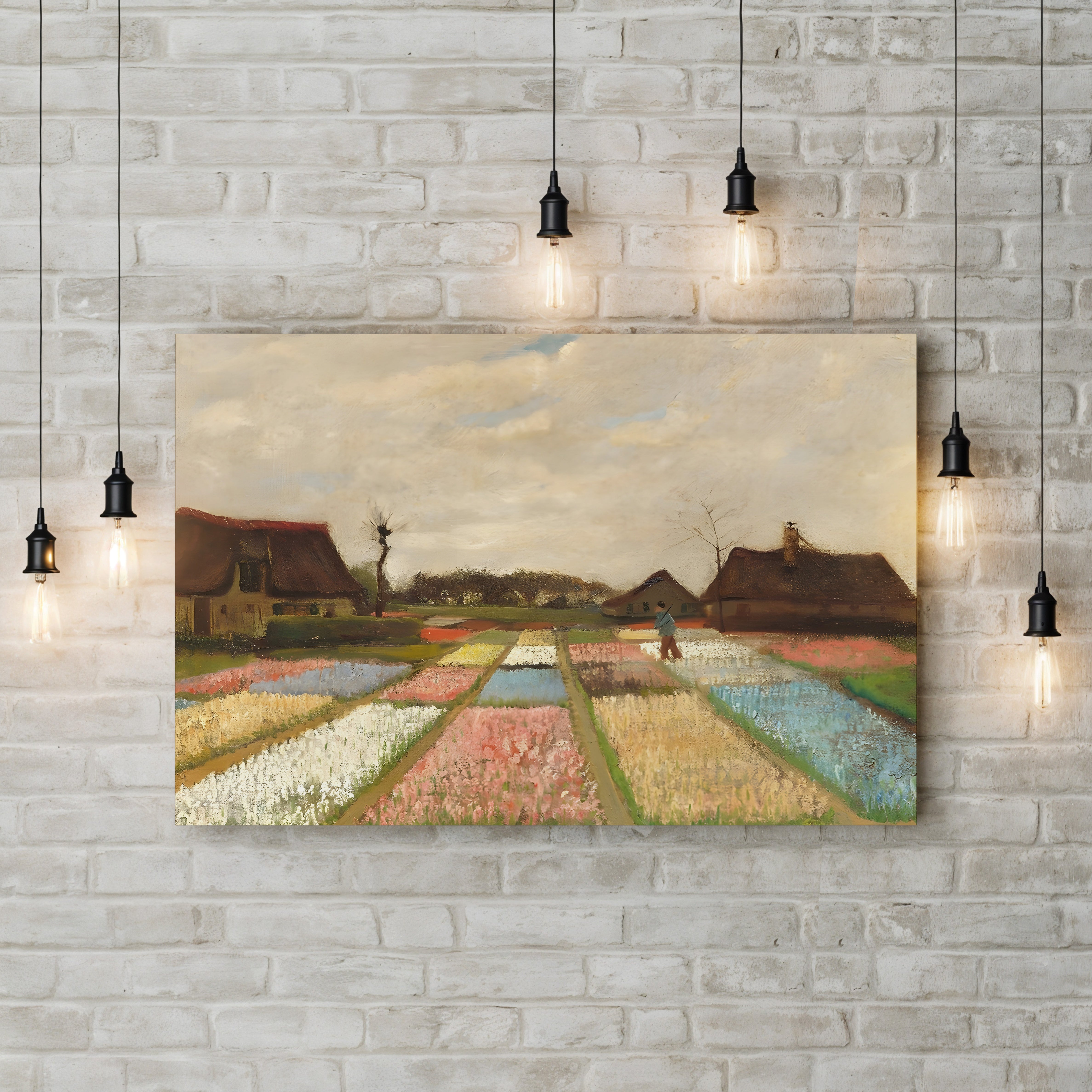 Flower Beds in Holland, 1883 – Vincent van Gogh Wall Art | Early Dutch Landscape Canvas Print