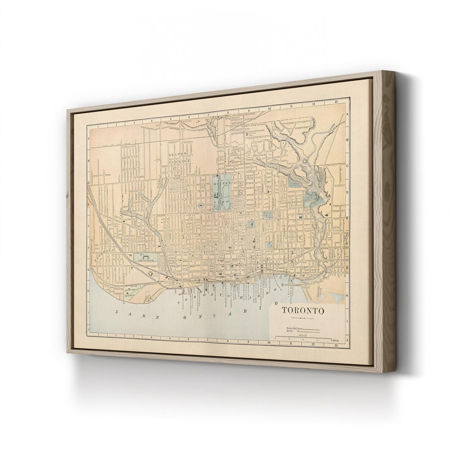 Vintage Toronto City Map – Period Illustration Wall Art | Historic Cartography Canvas Print
