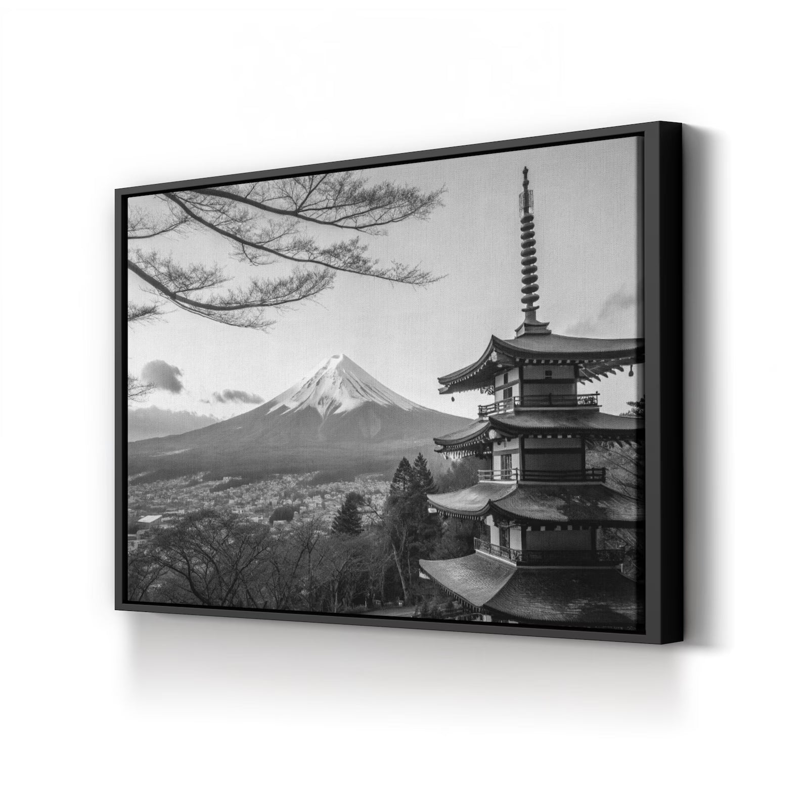 Mount Fuji – Vintage Photography Wall Art | Japanese Temple Landscape Canvas Print
