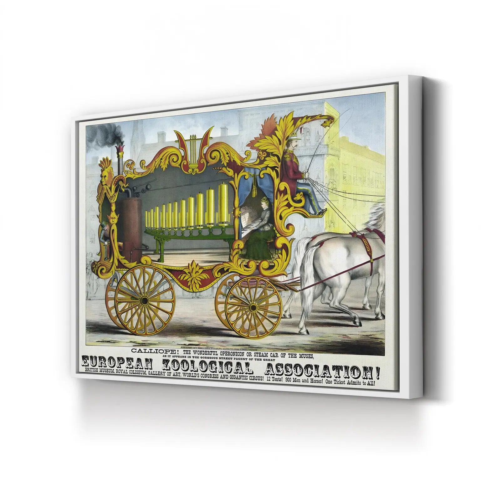 Circus Steam Organ Calliope – Period Illustration Wall Art | Retro Circus Poster Canvas Print