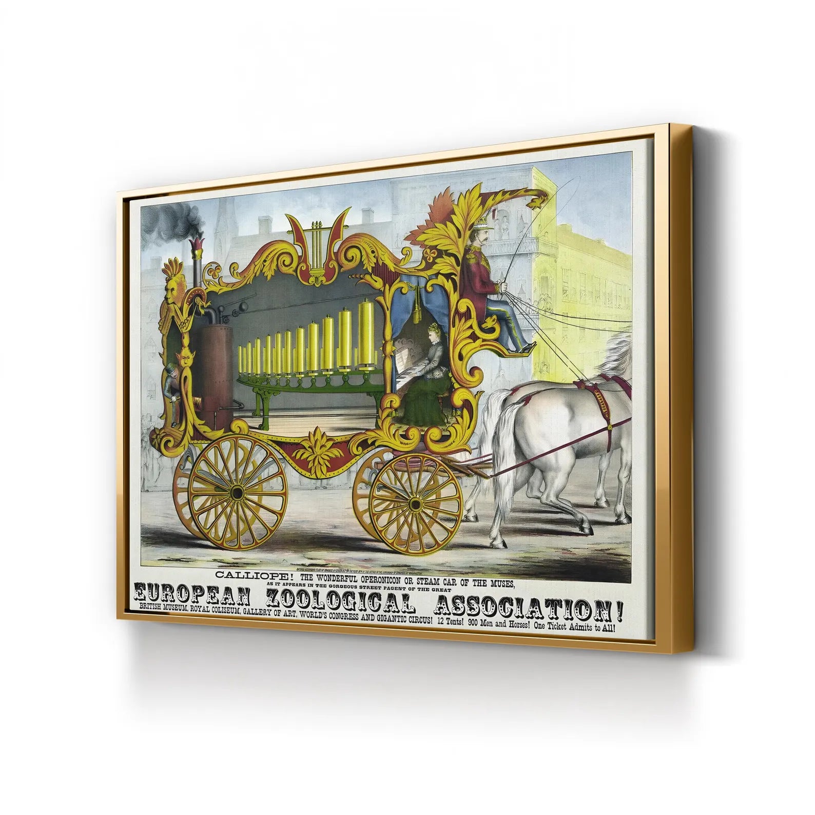 Circus Steam Organ Calliope – Period Illustration Wall Art | Retro Circus Poster Canvas Print