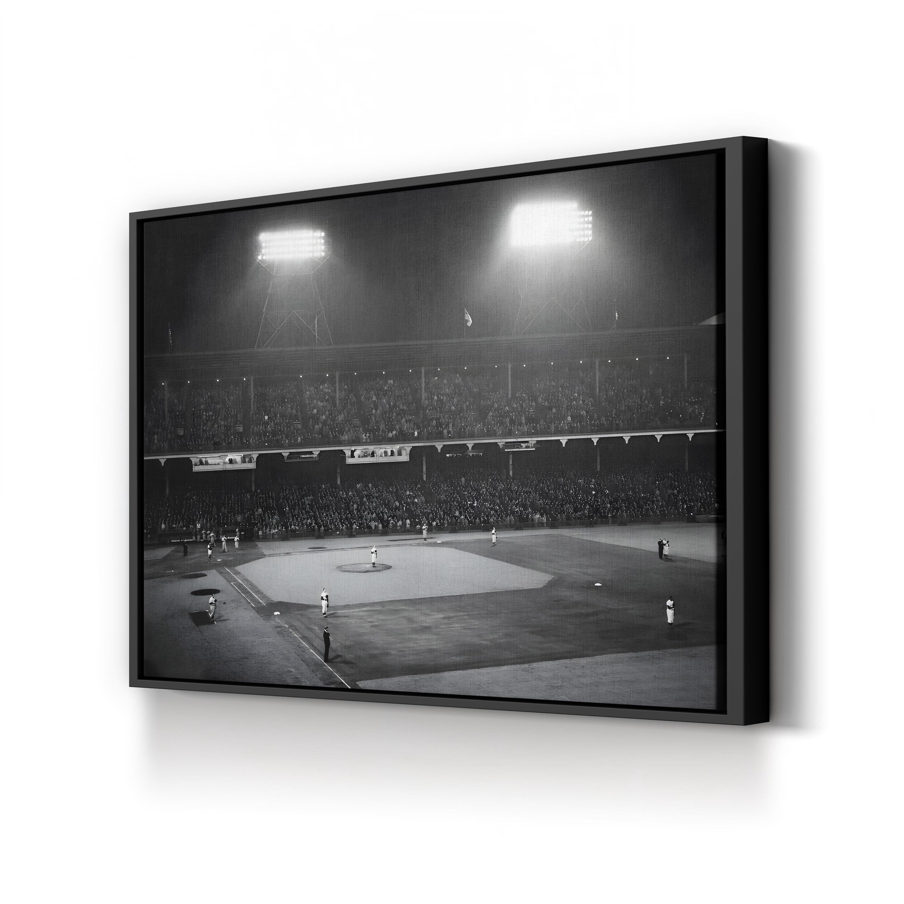 Ebbets Field 1947 Night Game Wall Art – Vintage Brooklyn Baseball Under the Lights Canvas Print