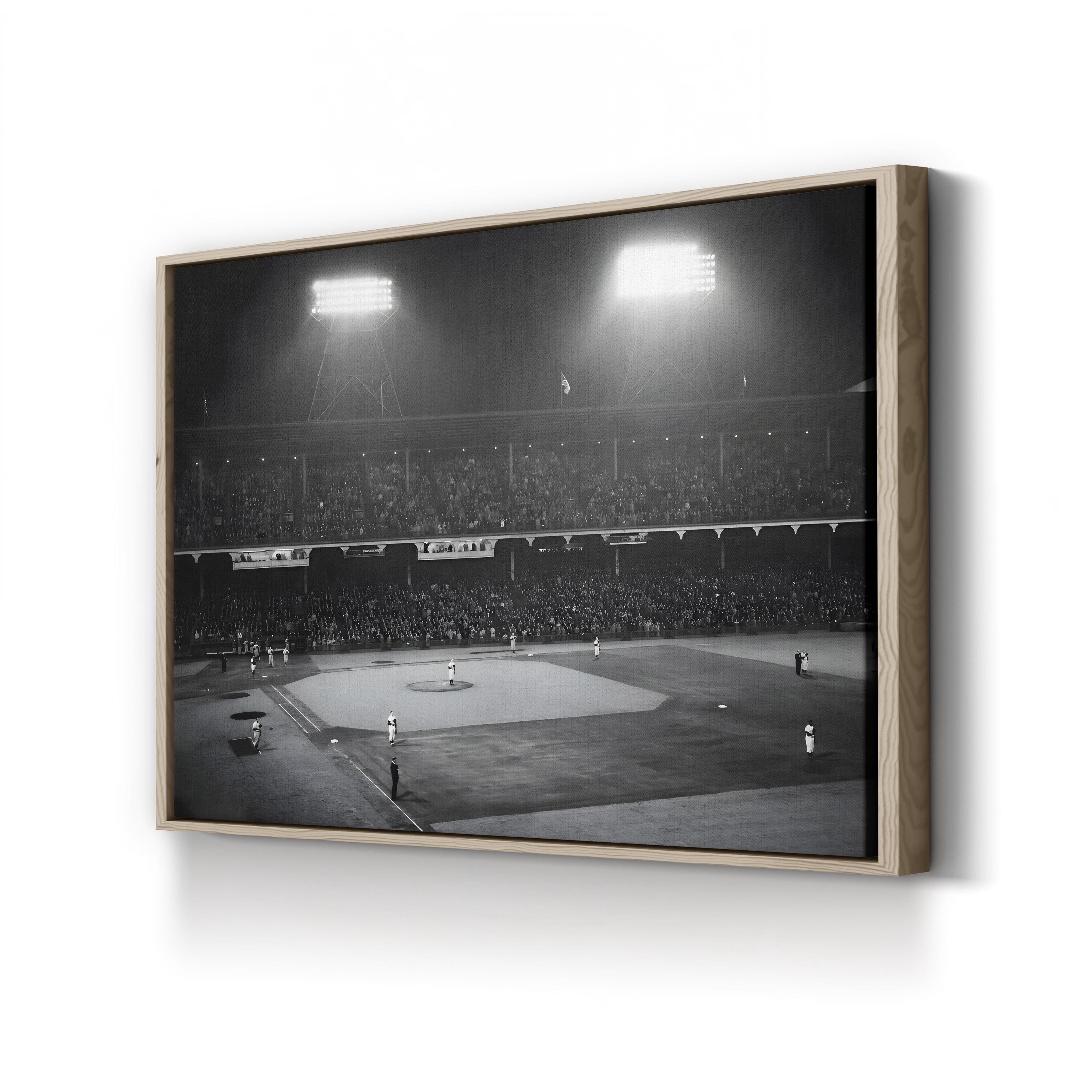 Ebbets Field 1947 Night Game Wall Art – Vintage Brooklyn Baseball Under the Lights Canvas Print