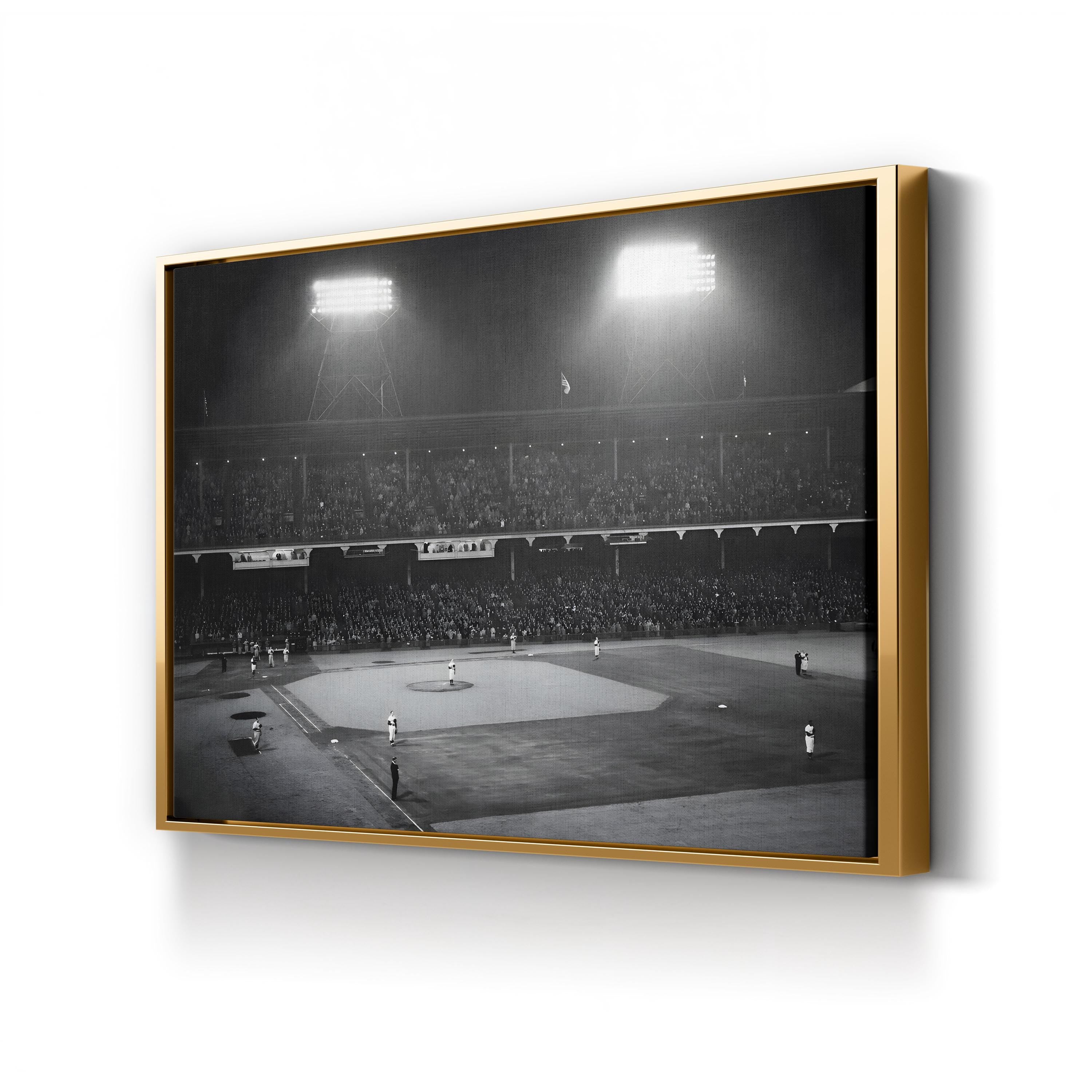 Ebbets Field 1947 Night Game Wall Art – Vintage Brooklyn Baseball Under the Lights Canvas Print