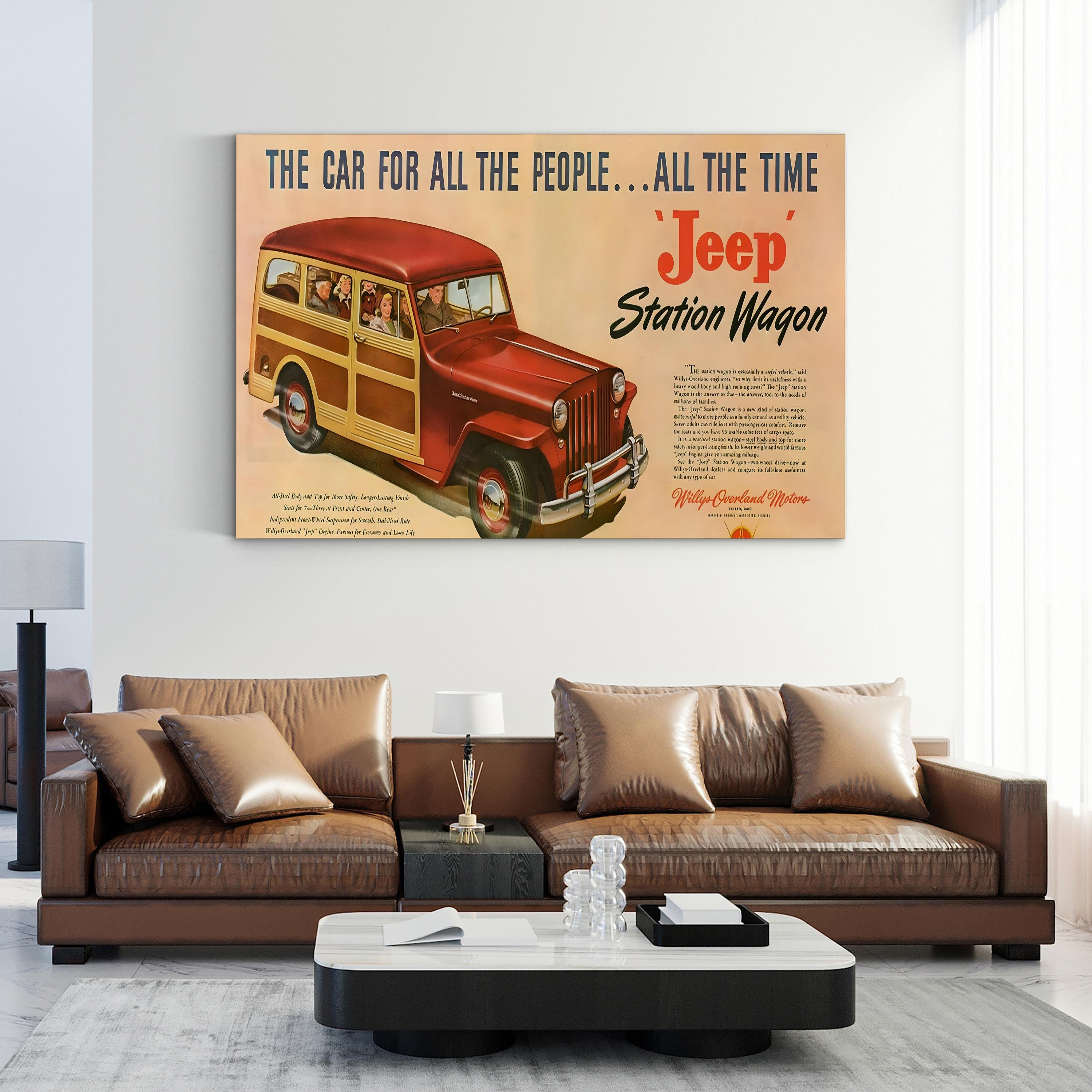 Willys Station Wagon Advert, 1940s – Period Advertisement Wall Art | American Automotive Canvas Print