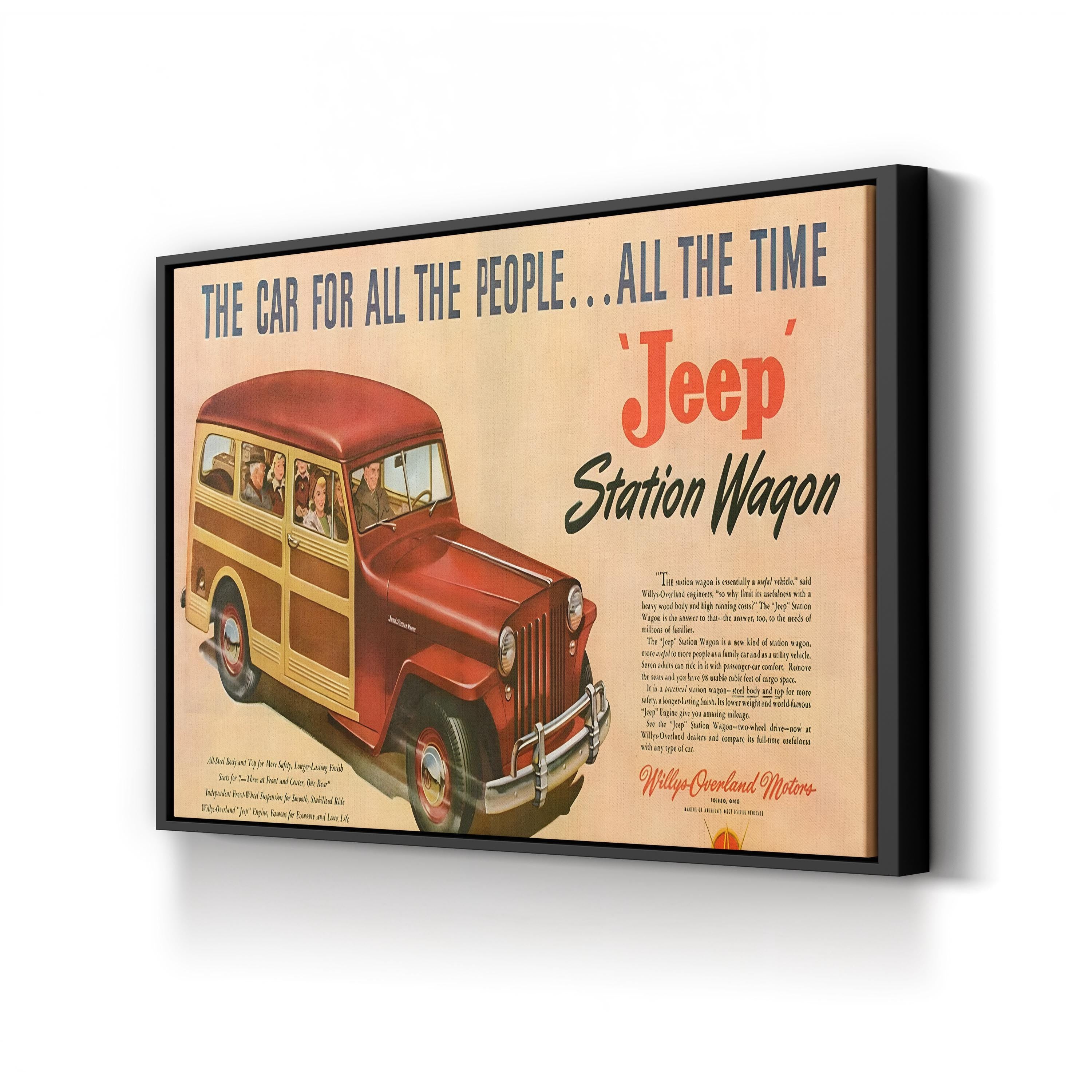 Willys Station Wagon Advert, 1940s – Period Advertisement Wall Art | American Automotive Canvas Print