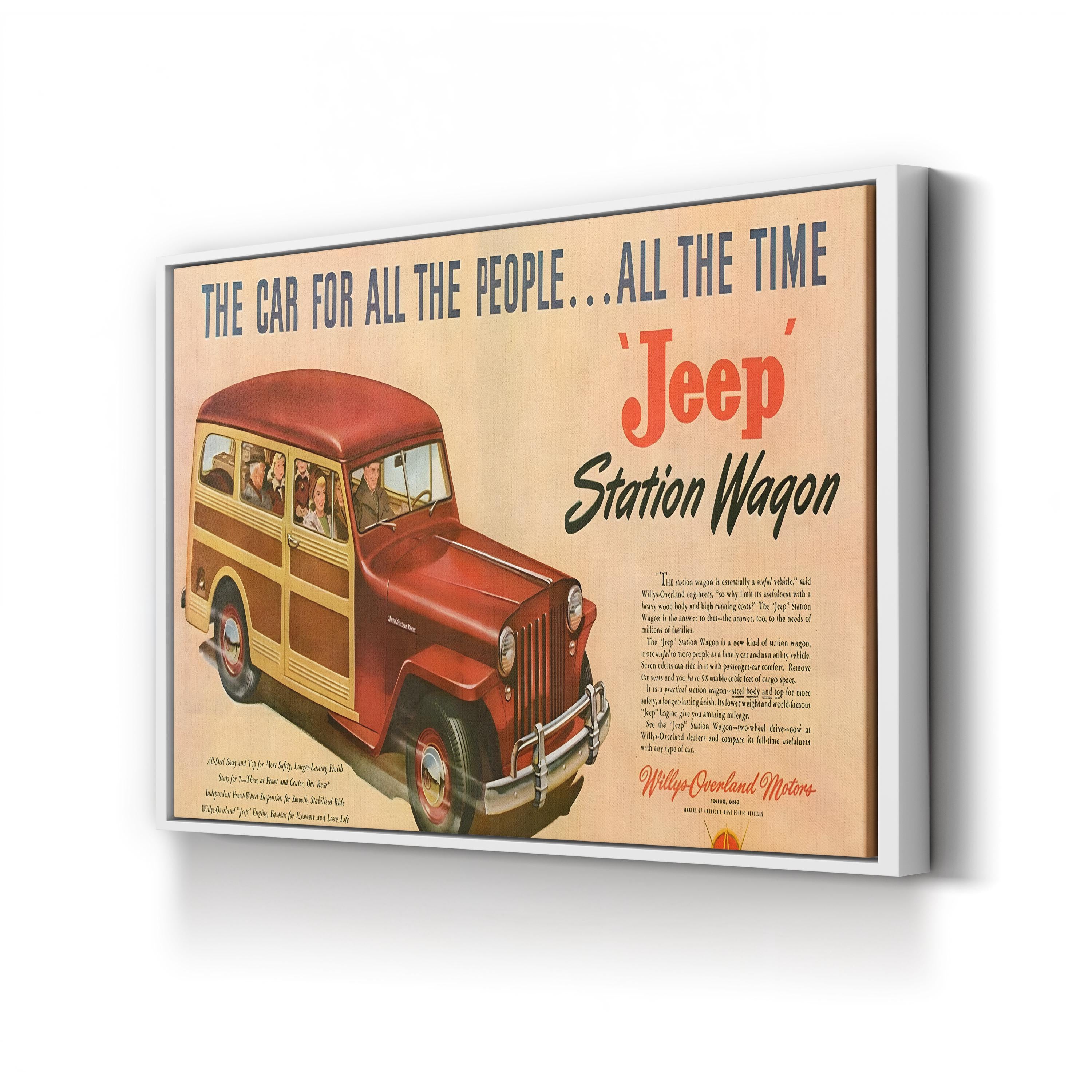 Willys Station Wagon Advert, 1940s – Period Advertisement Wall Art | American Automotive Canvas Print