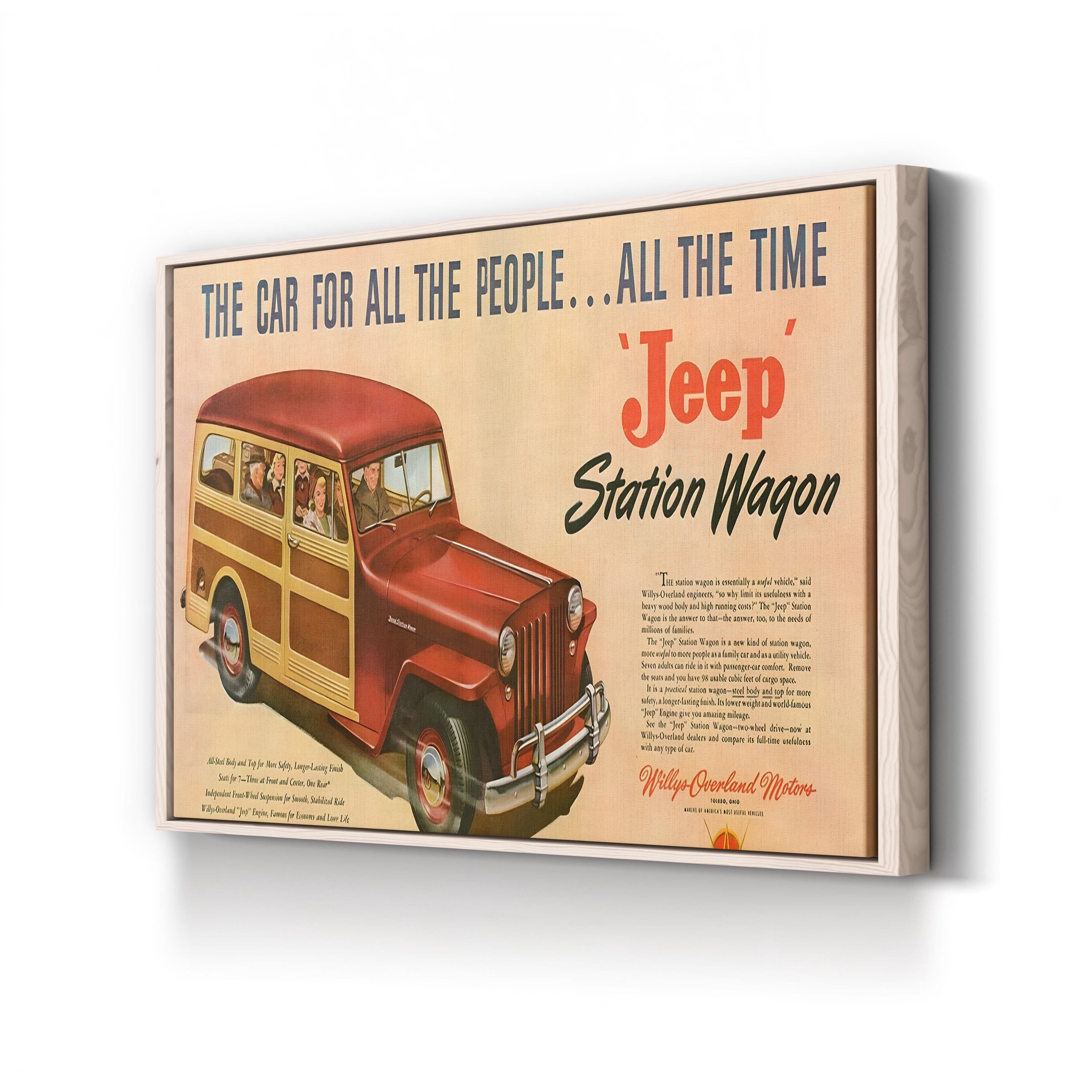 Willys Station Wagon Advert, 1940s – Period Advertisement Wall Art | American Automotive Canvas Print