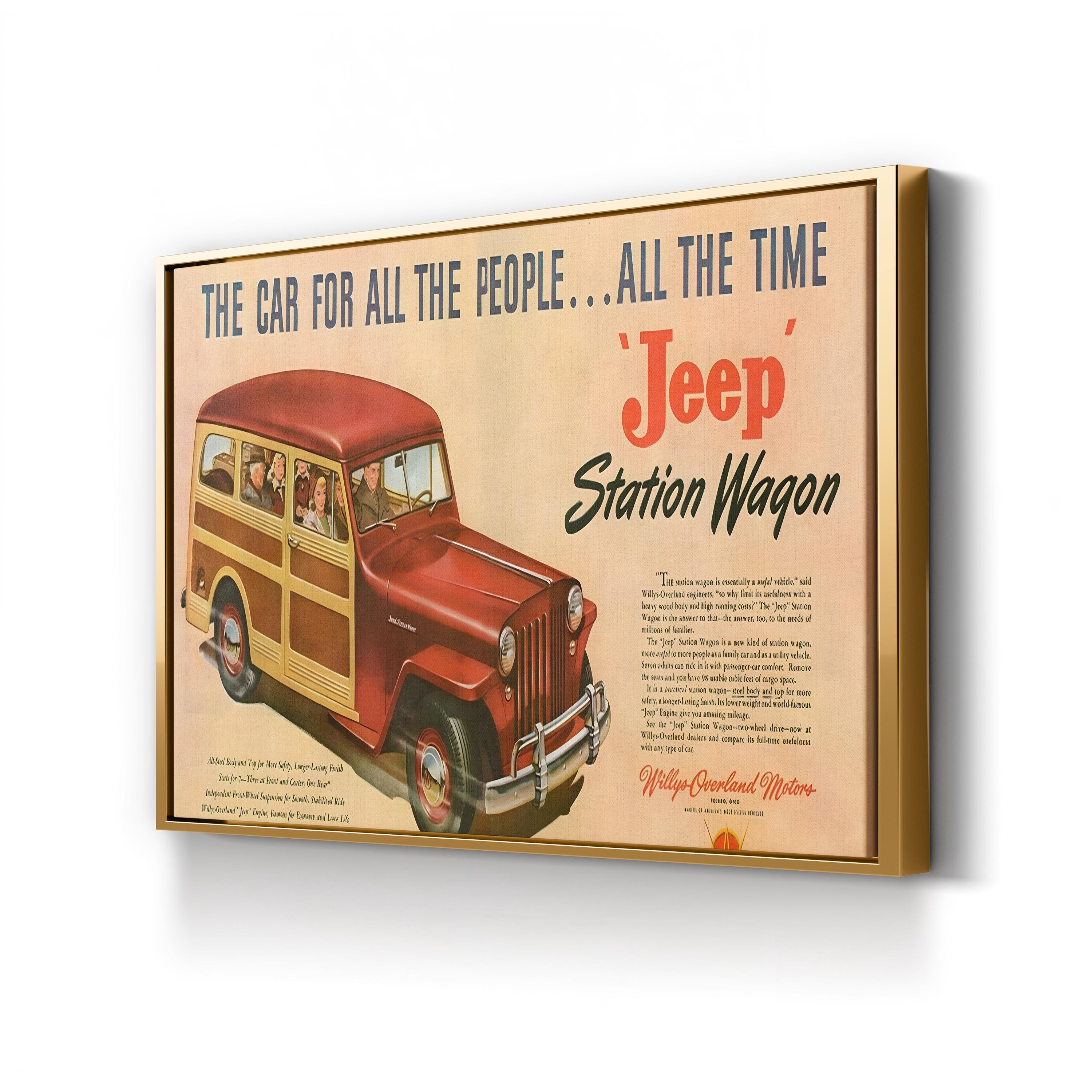 Willys Station Wagon Advert, 1940s – Period Advertisement Wall Art | American Automotive Canvas Print