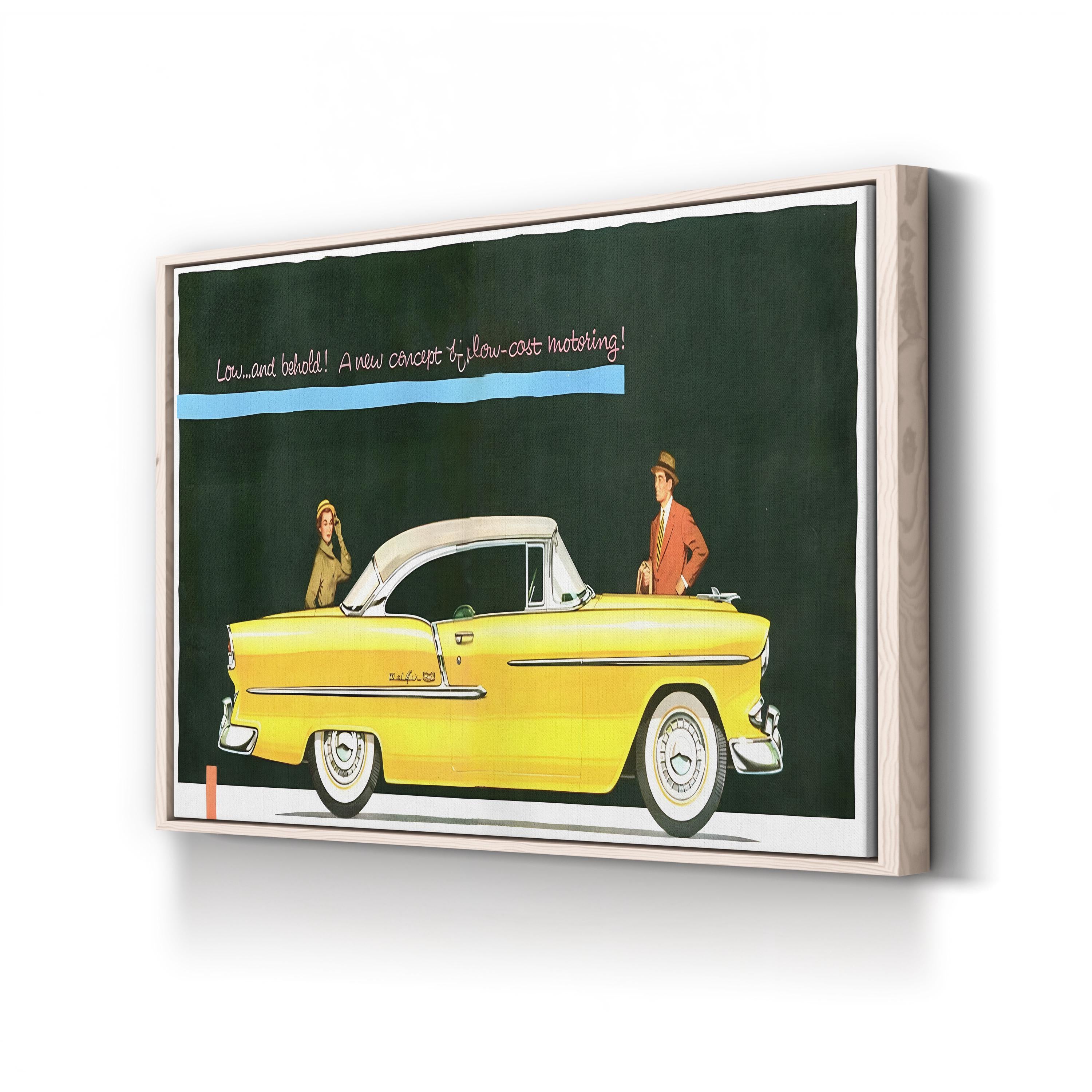 1950s Chevrolet Yellow Car Ad – Period Advertisement Wall Art | Retro Automotive Canvas Print