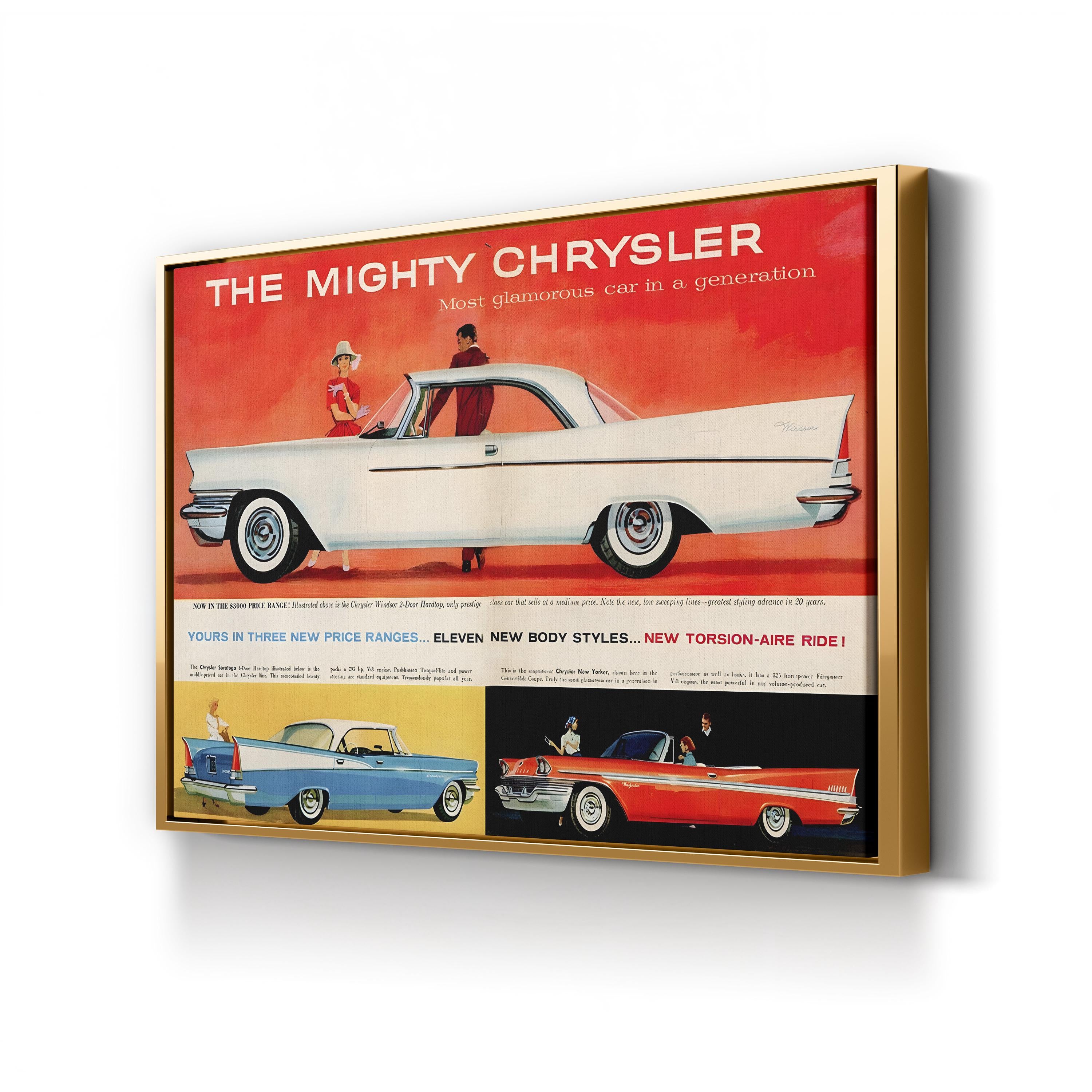 1950s Chrysler Red & White Auto Ad – Period Advertisement Wall Art | Retro Automotive Canvas Print