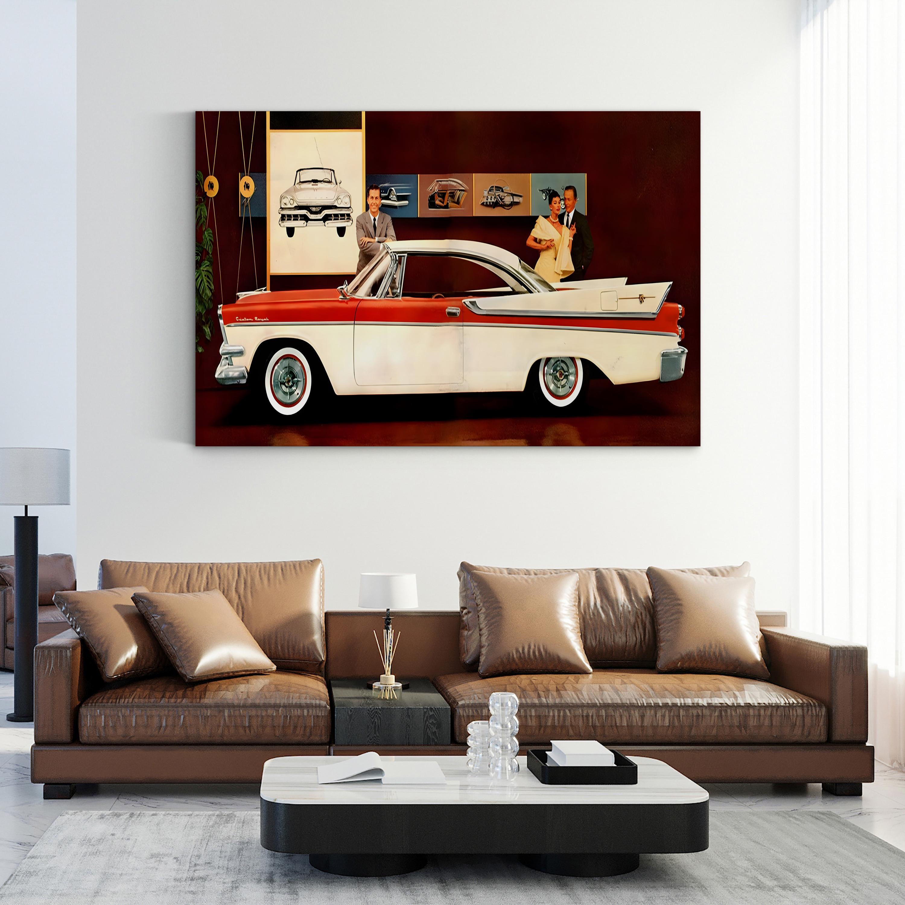 Vintage 1950s Plymouth Car Canvas Print: Classic American Automotive Advertisement