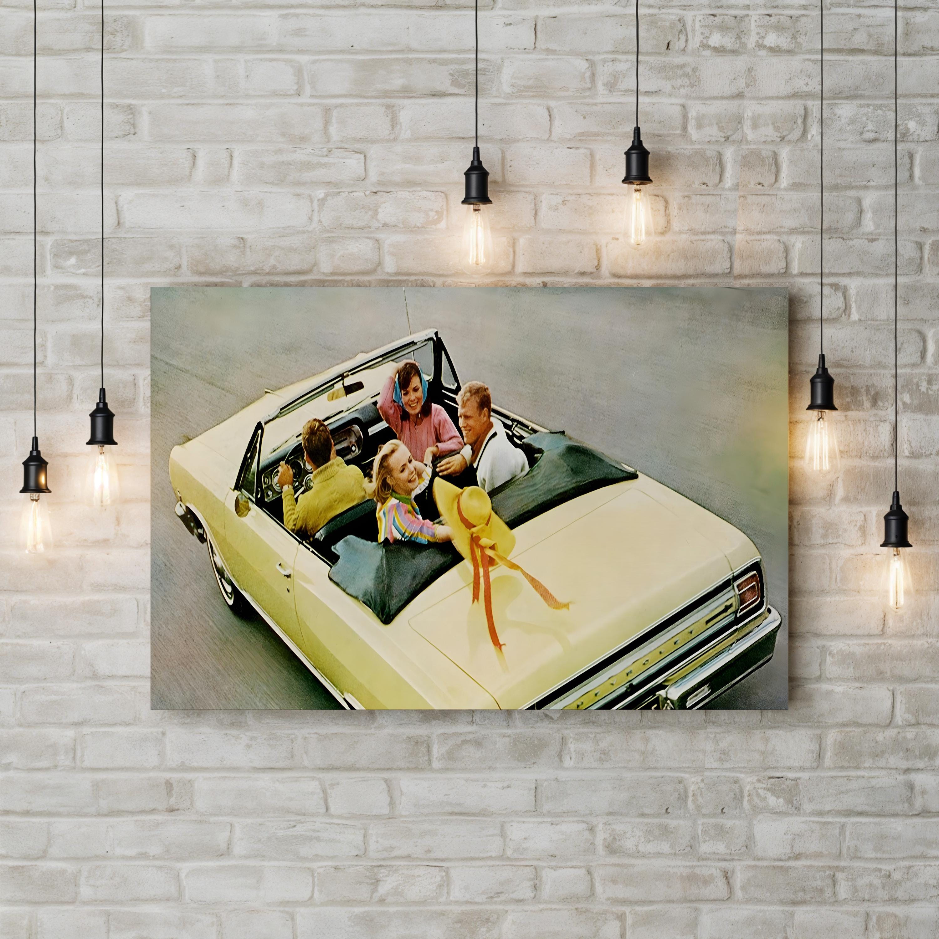1960s Chevy Convertible Magazine Advert – Period Advertisement Wall Art | Retro Automotive Canvas Print