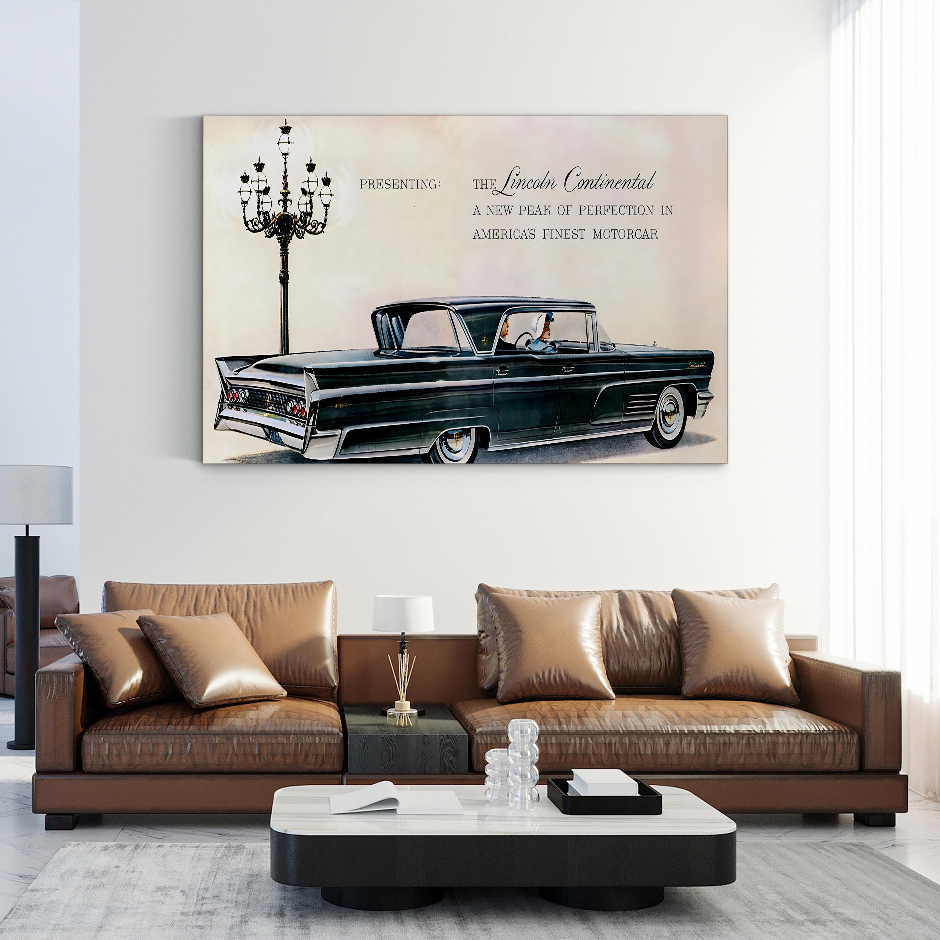 1960s Lincoln Continental Magazine Advert – Period Advertisement Wall Art | Retro Automotive Canvas Print