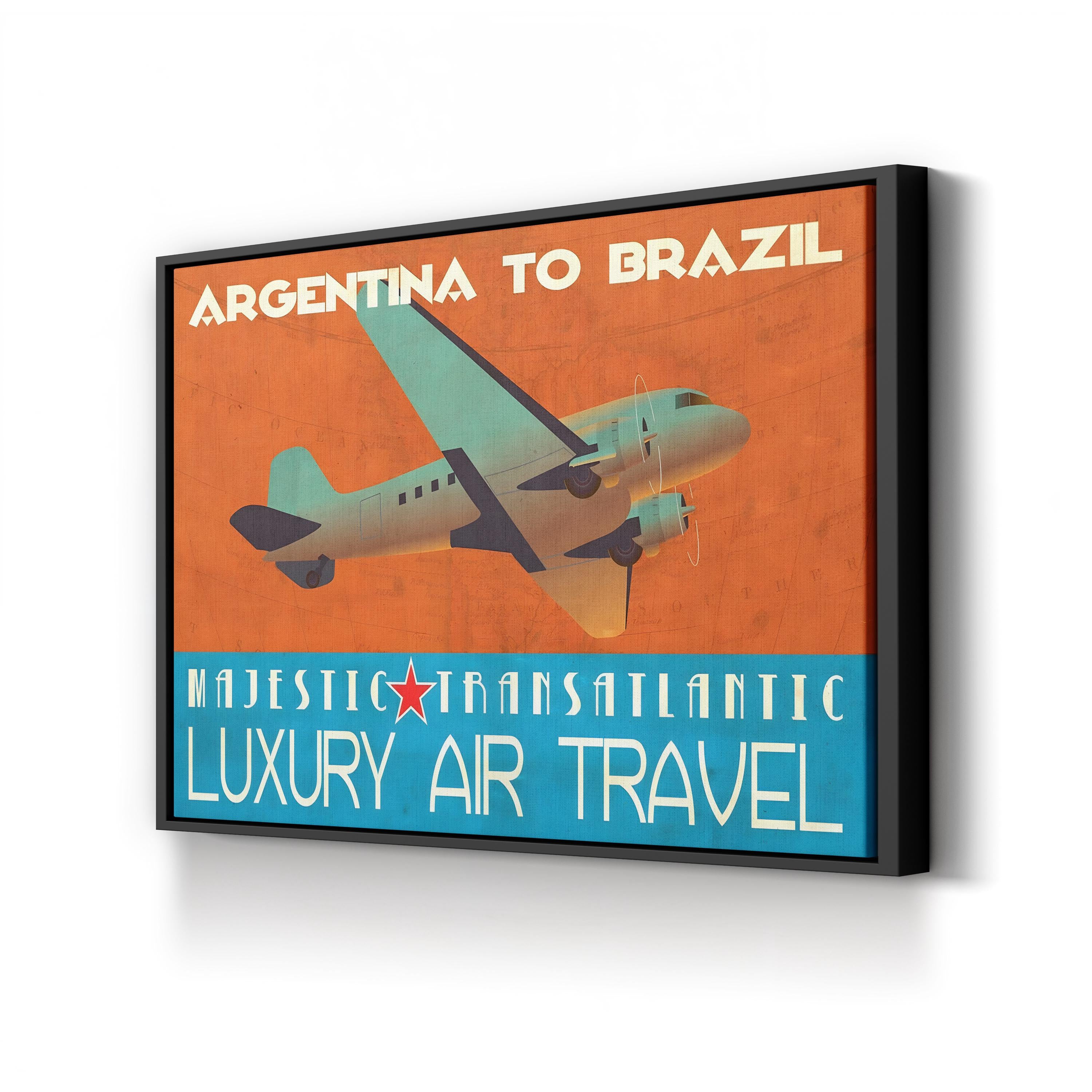 Vintage 1940s Air Travel Poster Canvas Print: Transatlantic & South American Aviation Art