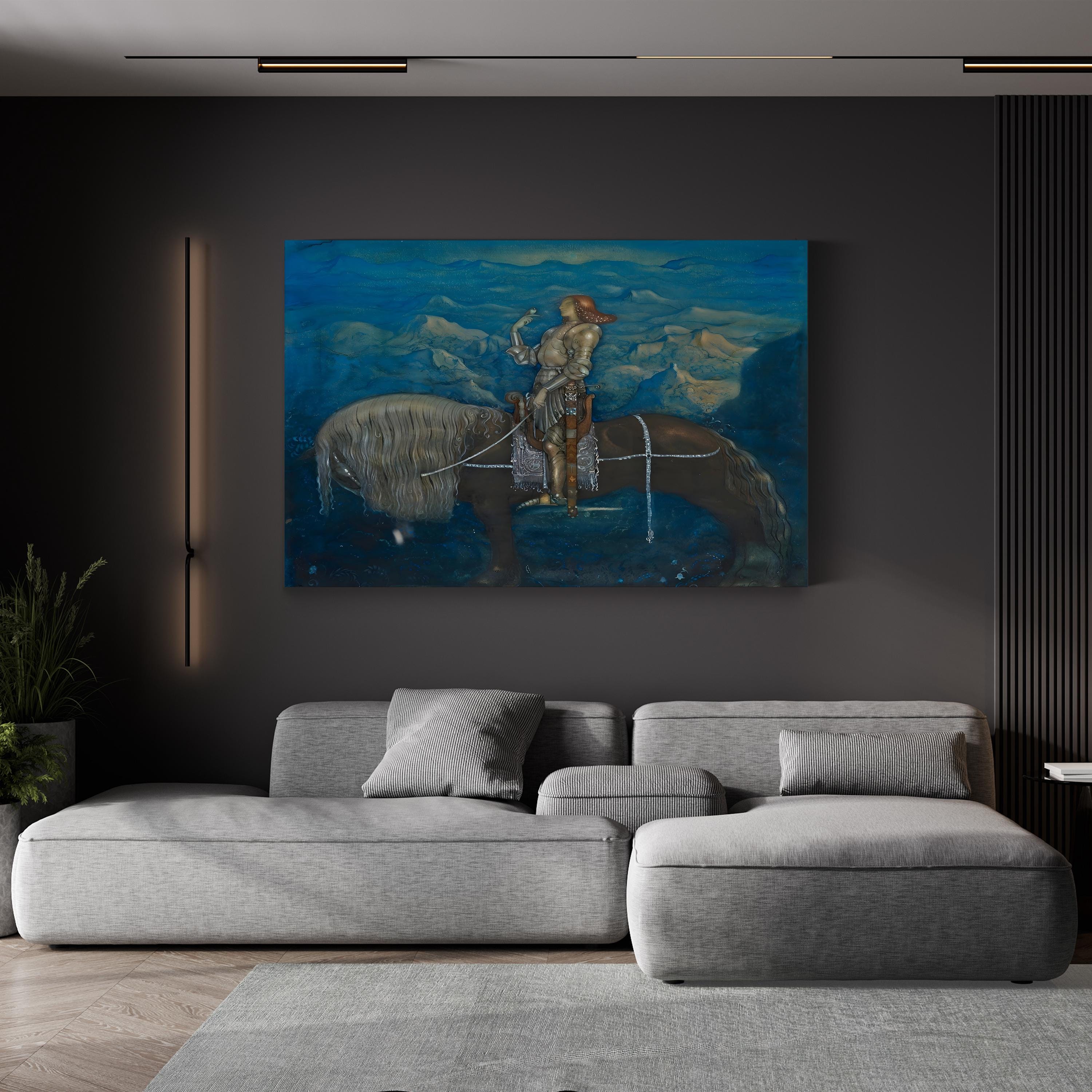 Knight with a Falcon on Horseback canvas print in Gallery Canvas frame