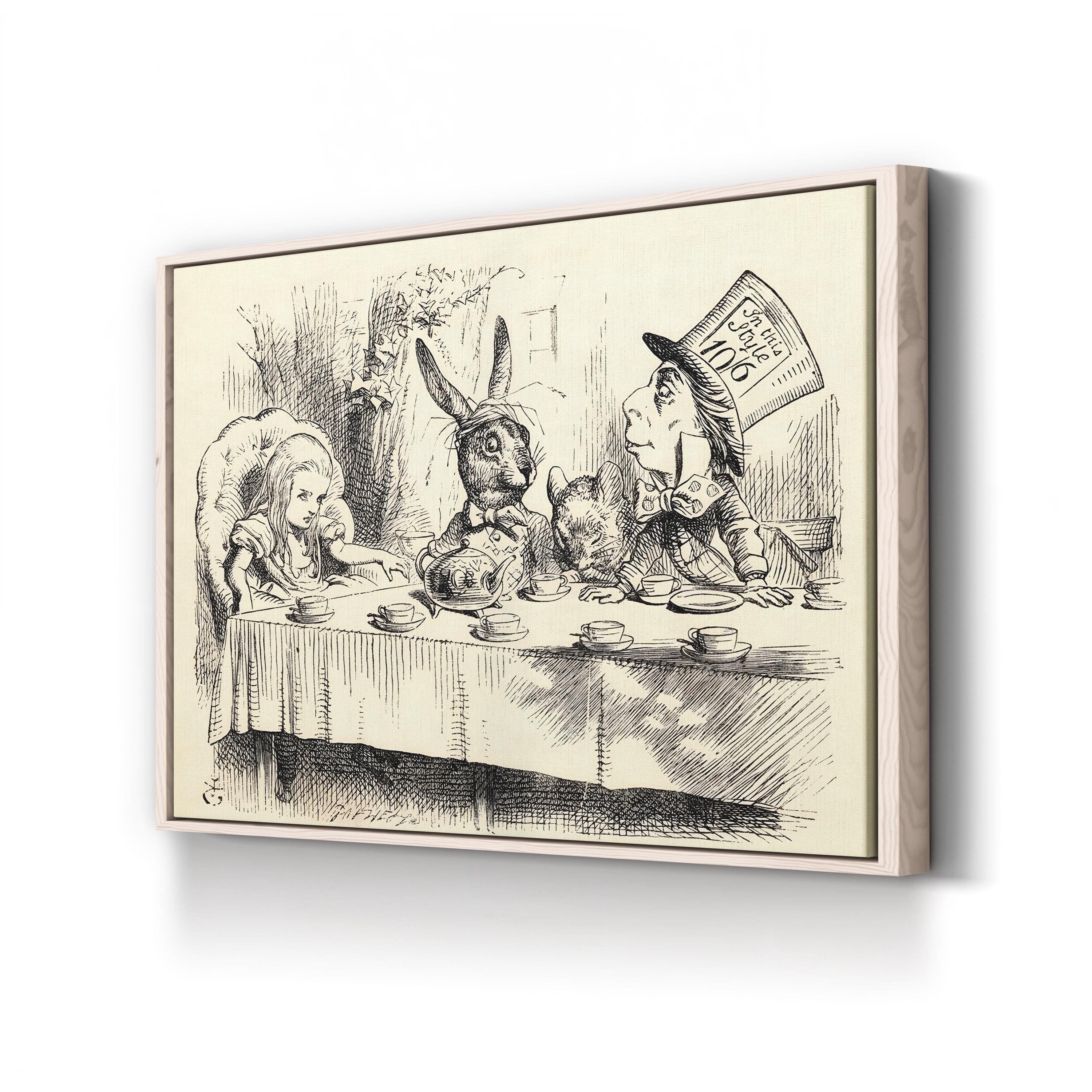 Alice at the Mad Hatter’s Tea Party canvas print in a gold frame