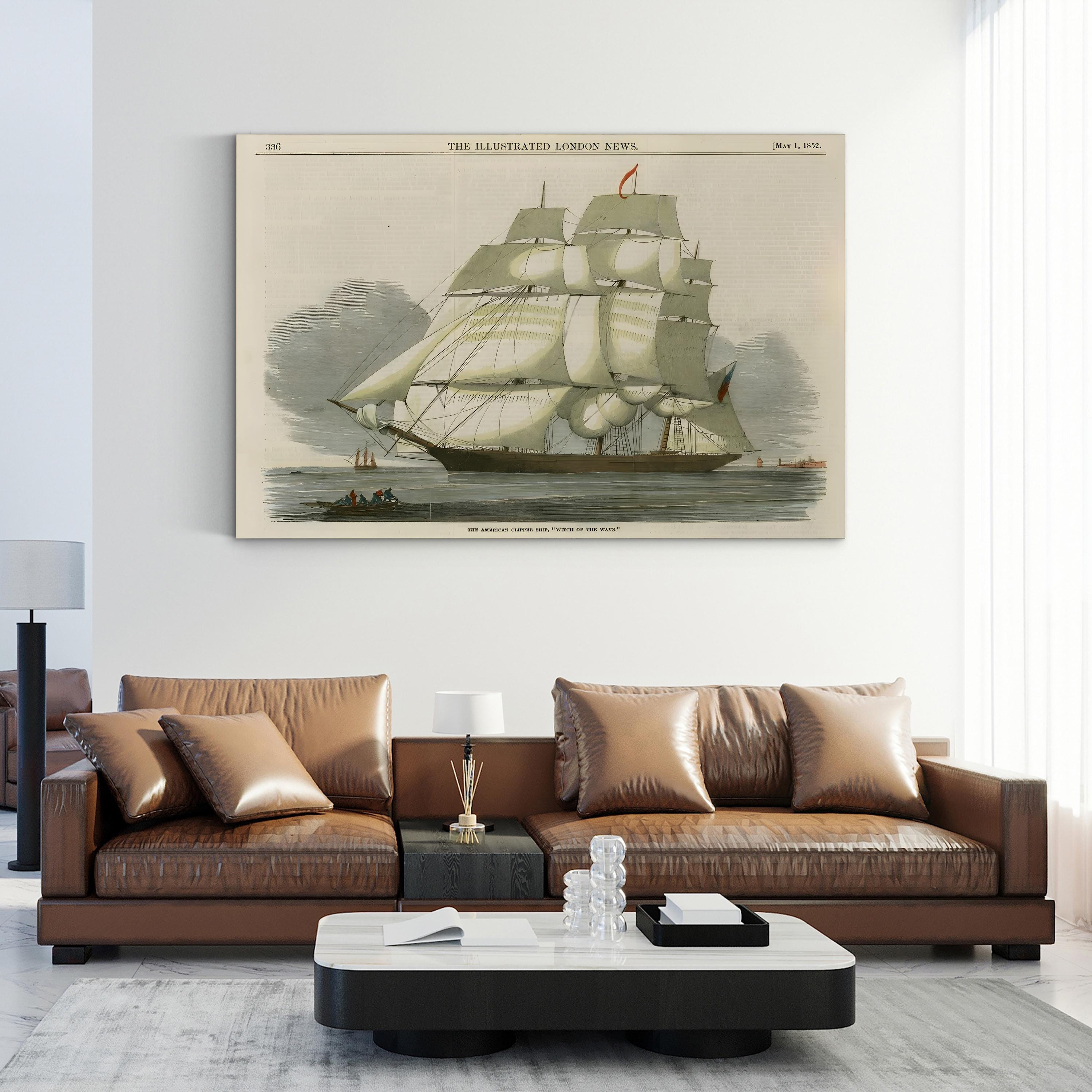 Antique Clipper Ship II – Framed Vintage Nautical Canvas Art by Vision Studio