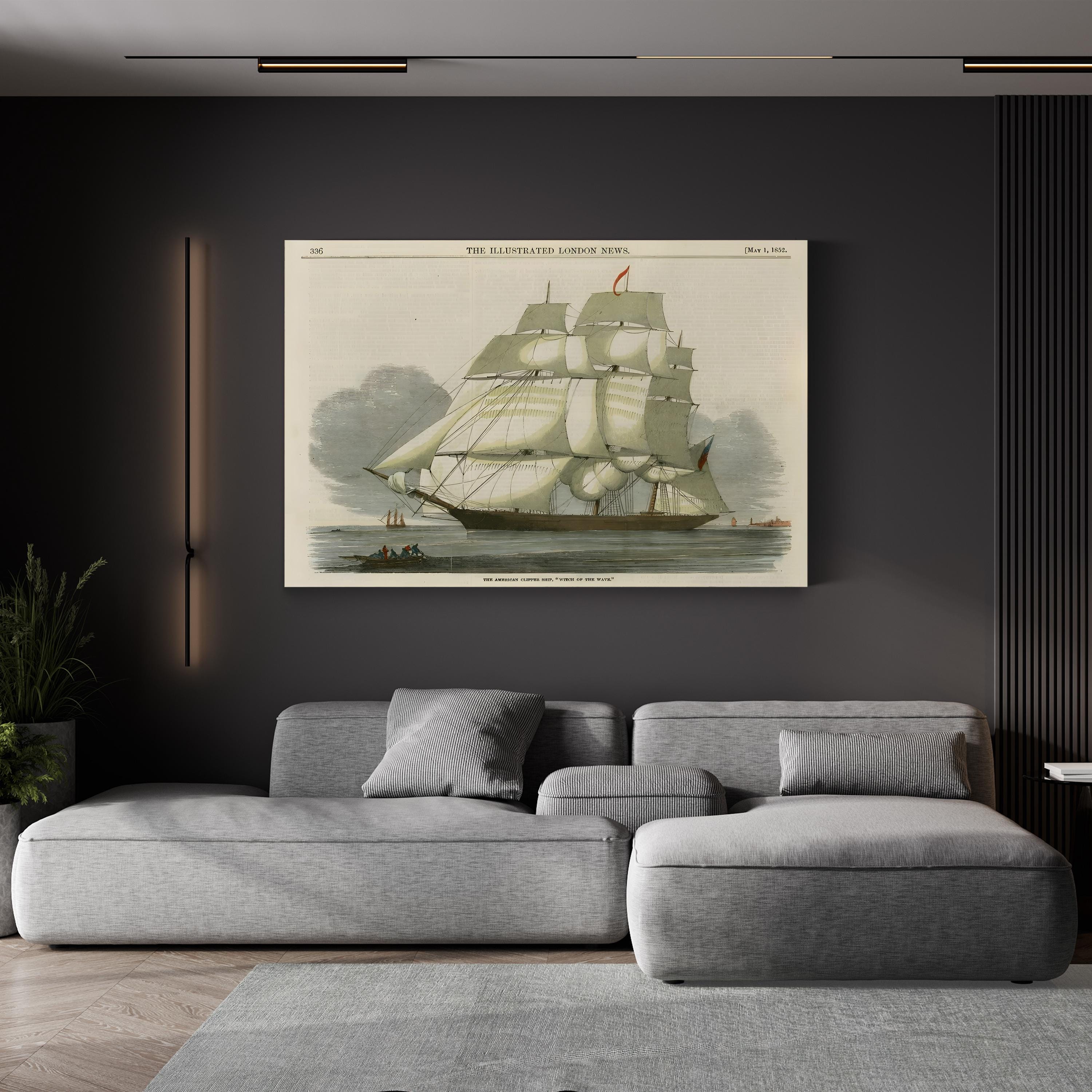 Antique Clipper Ship II – Framed Vintage Nautical Canvas Art by Vision Studio