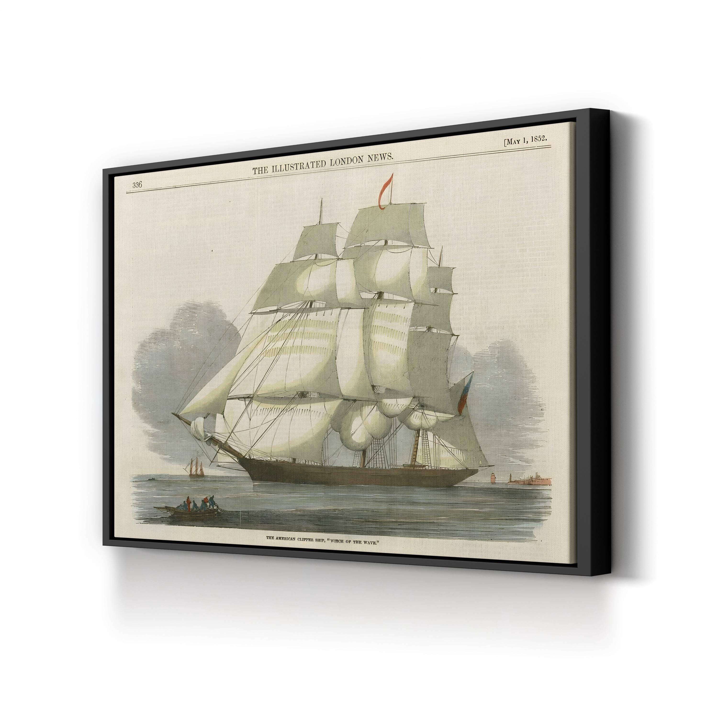 Antique Clipper Ship II – Framed Vintage Nautical Canvas Art by Vision Studio