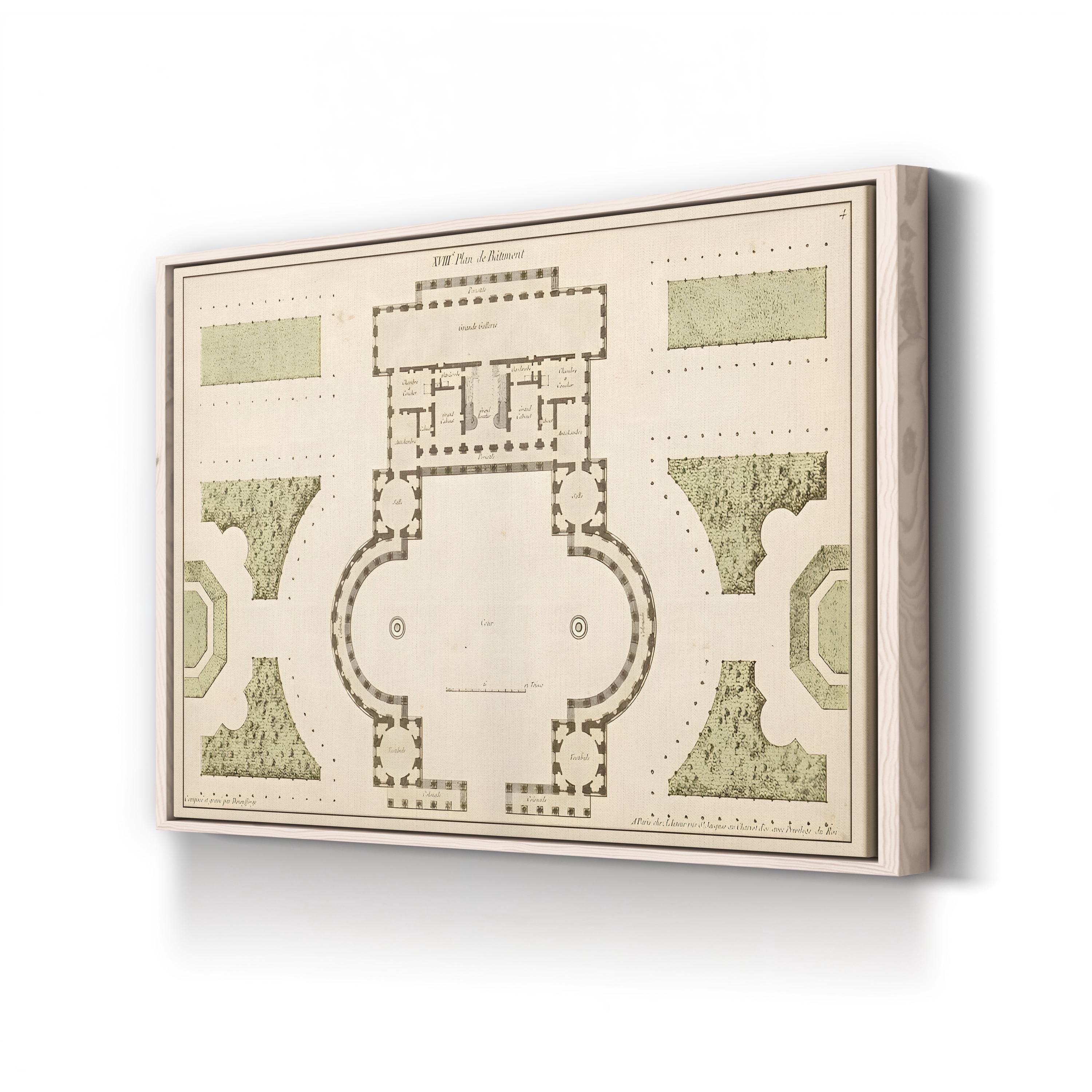 Antique Garden Plan II Wall Art by Jean Deneufforge – Classical Botanical Landscape Design Print