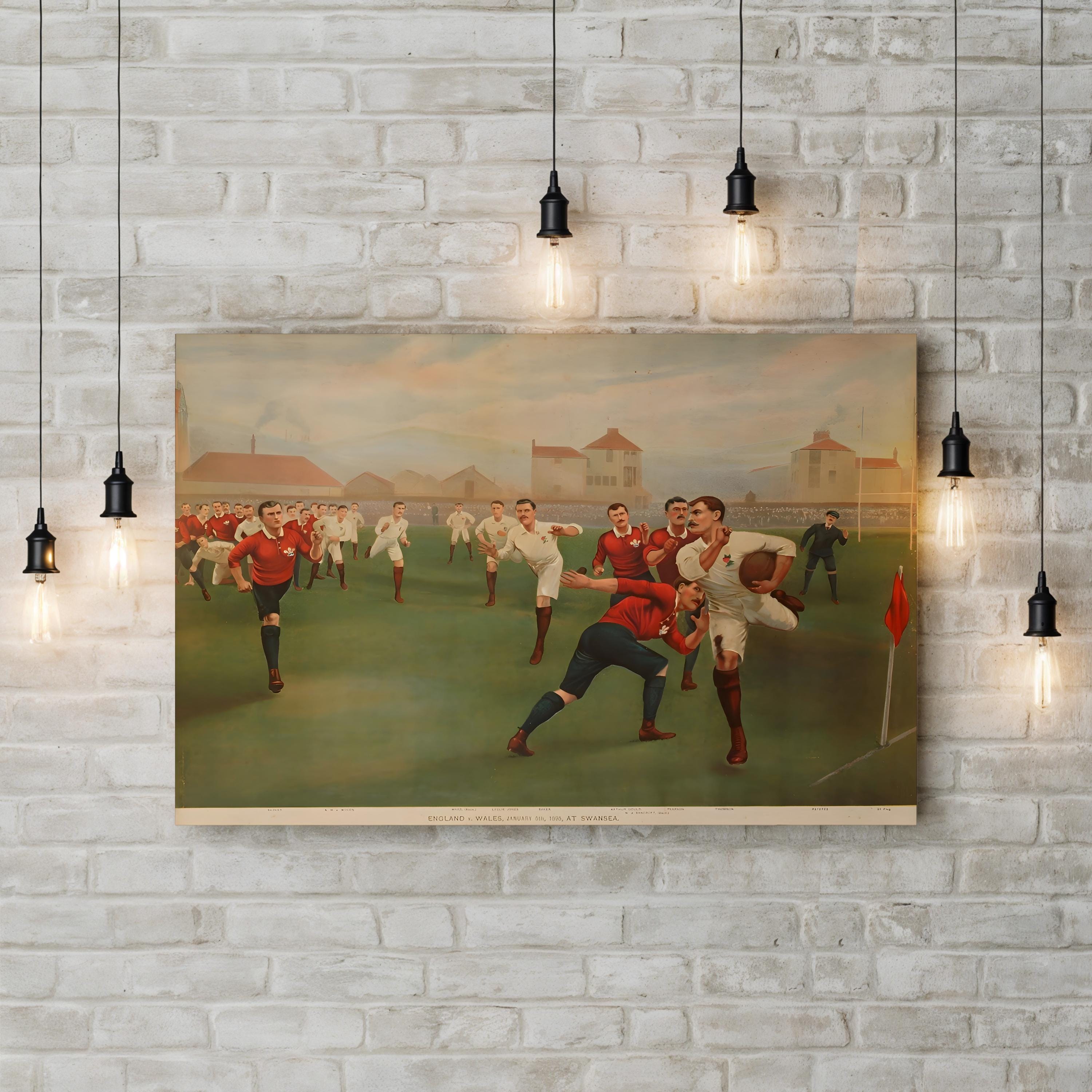 1895 England vs Wales Football – Period Illustration Wall Art | Historic Sports Canvas Print