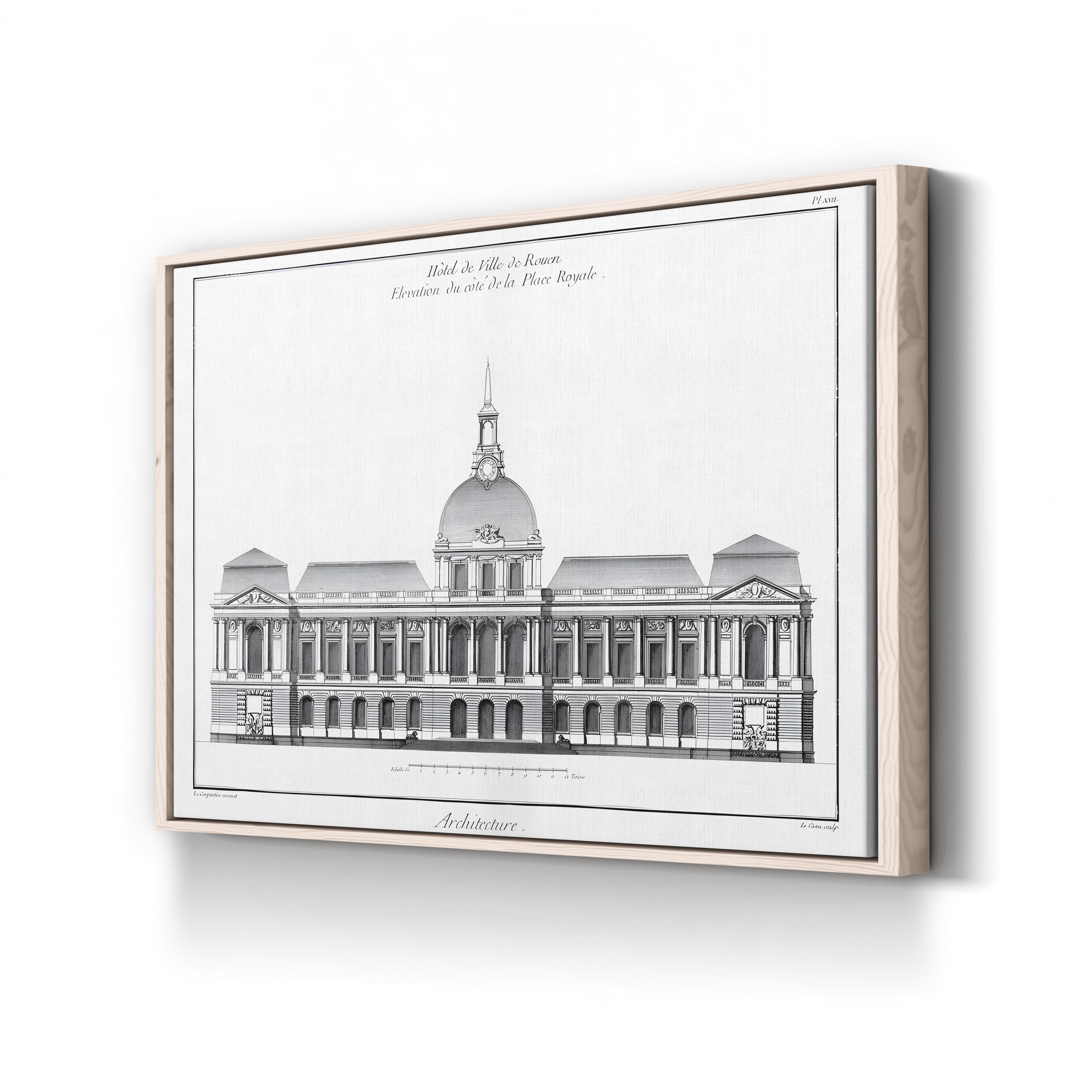 Vintage Architectural Elevation Canvas Print: Historic Building Design