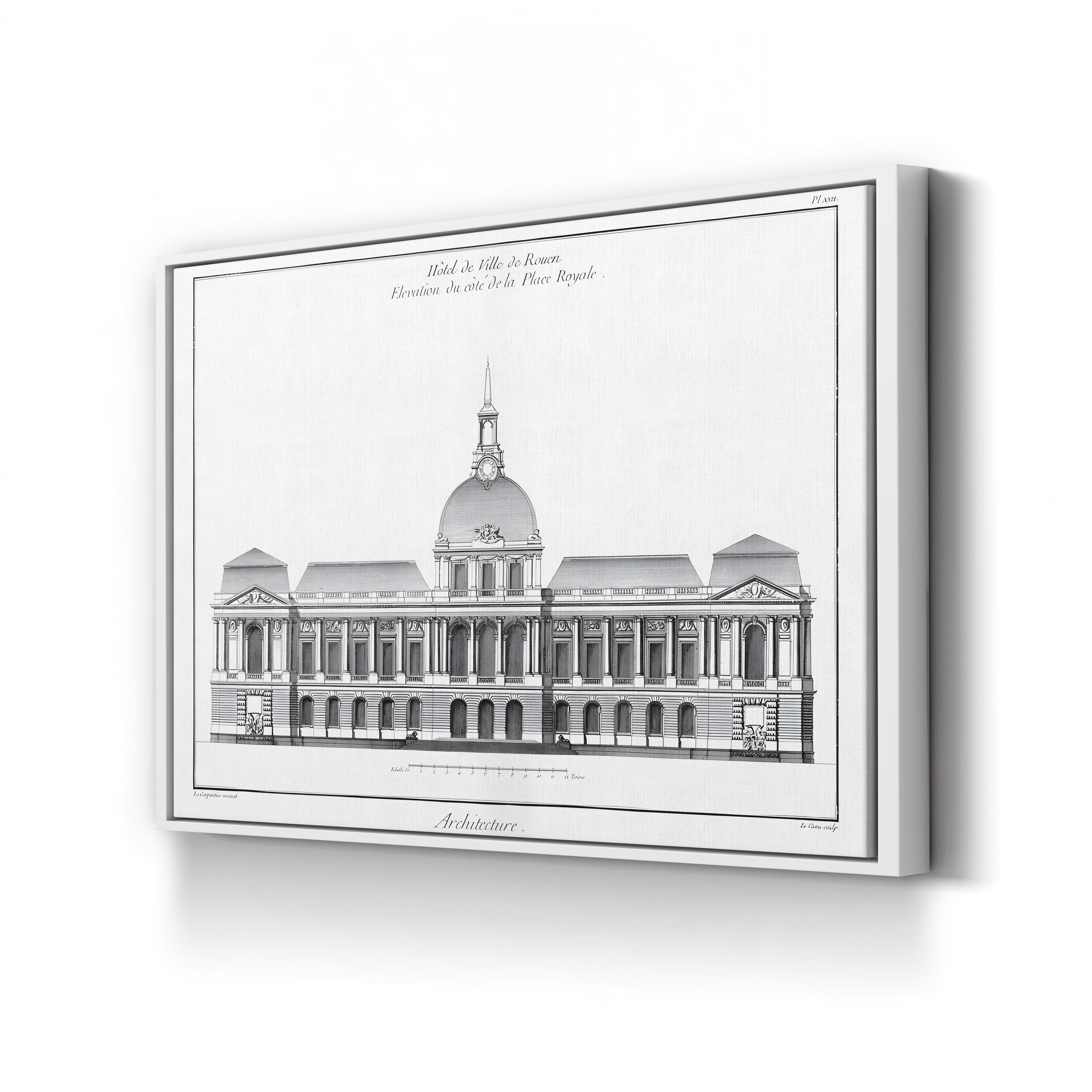 Vintage Architectural Elevation Canvas Print: Historic Building Design