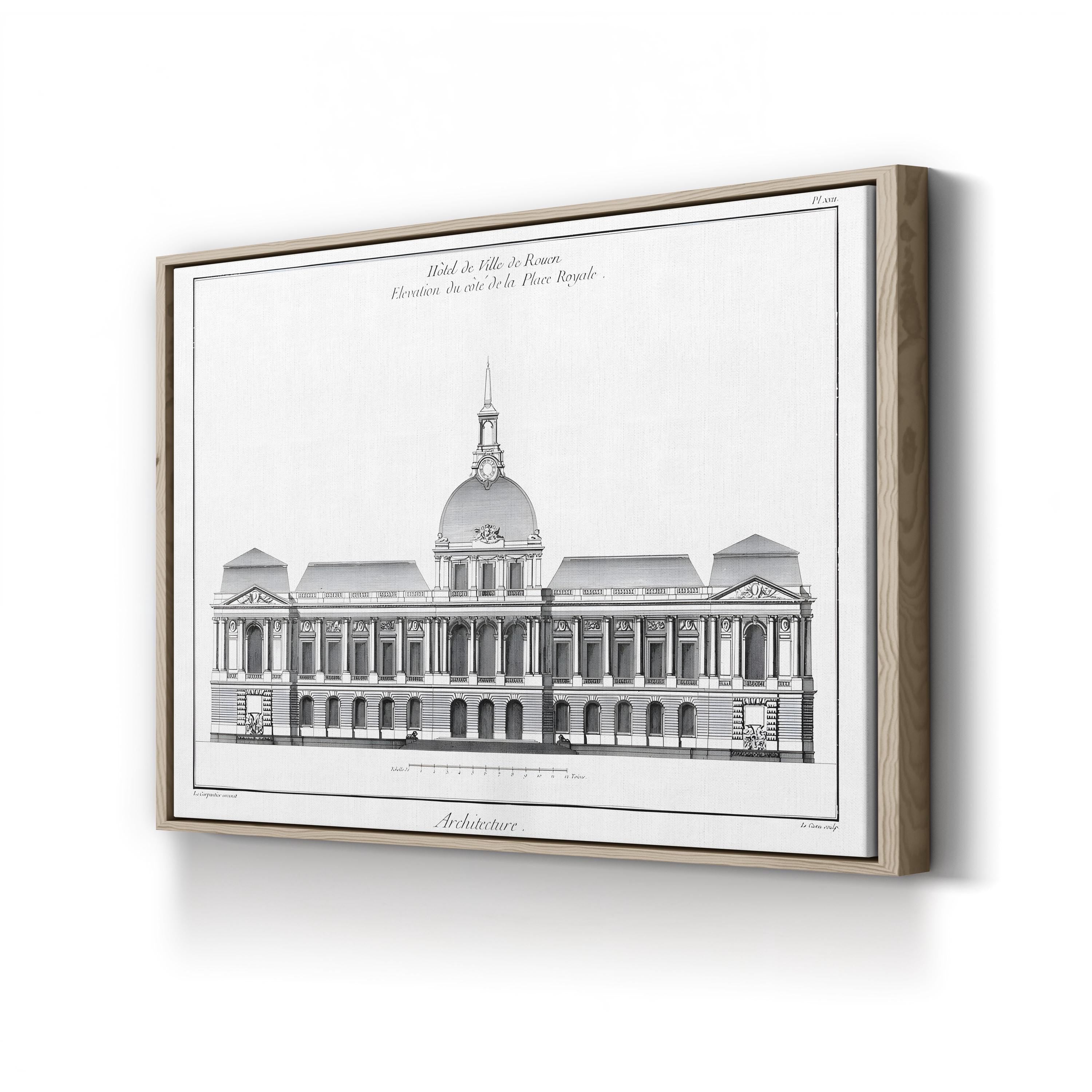 Vintage Architectural Elevation Canvas Print: Historic Building Design