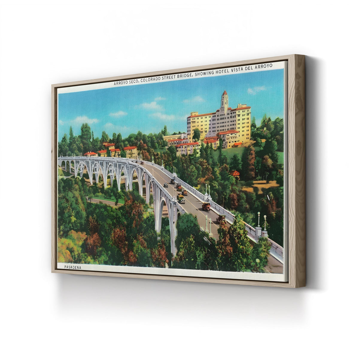Arroyo Seco Bridge, Colorado Street Bridge, Pasadena, California canvas print in an oak frame