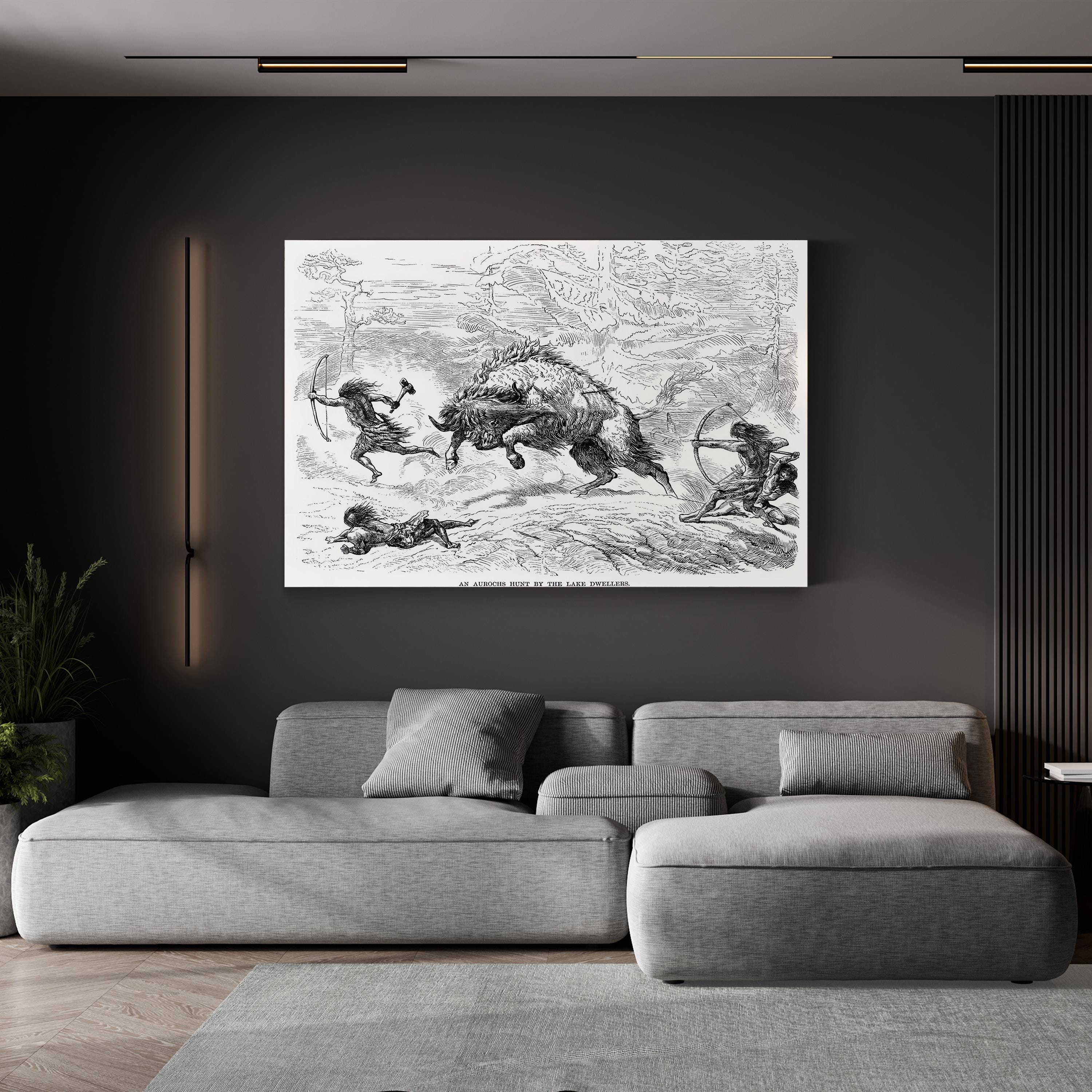 An Aurochs Hunt by the Lake Dwellers canvas print, gallery wrap