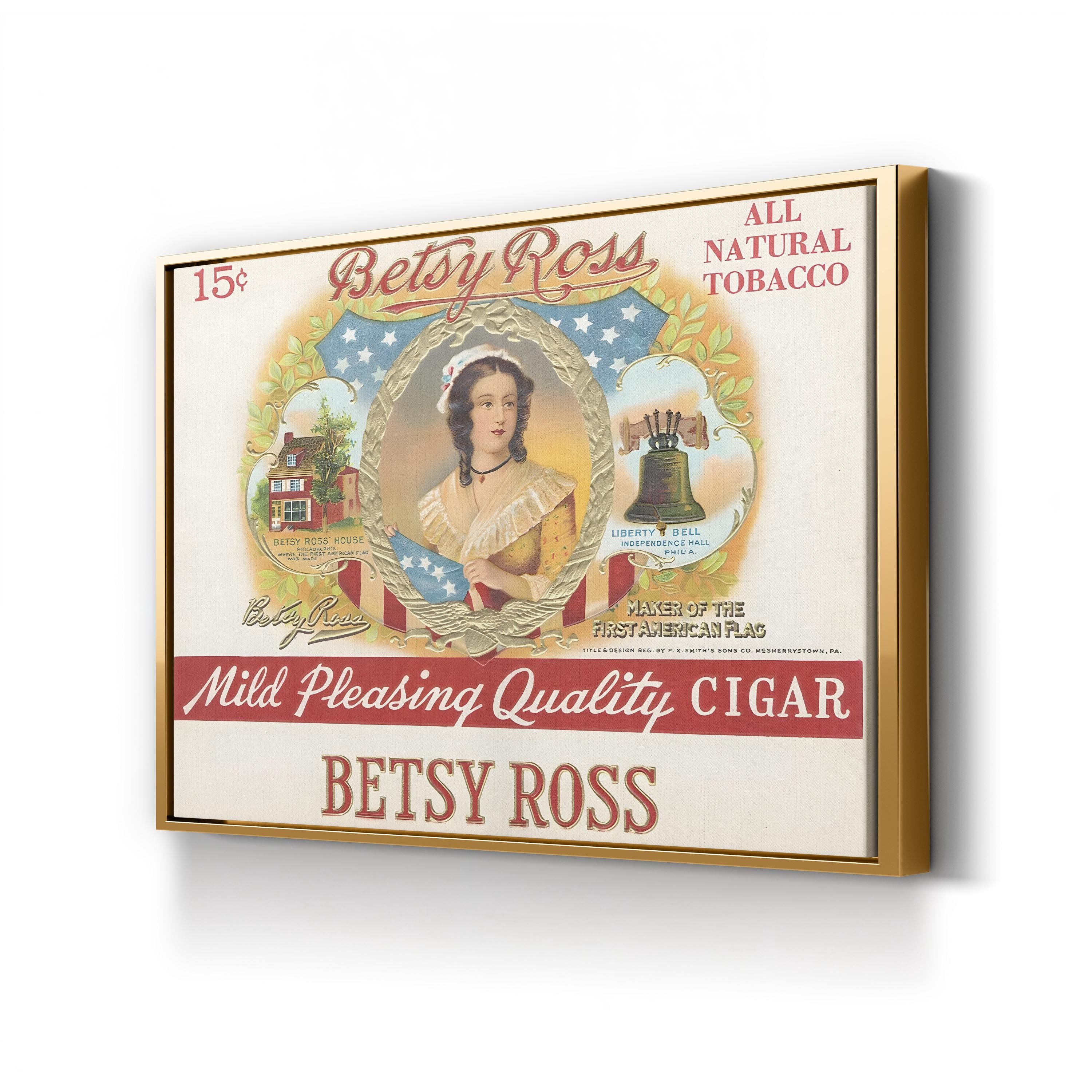 Vintage Betsy Ross Advertisement Poster: Antique Cigar Label Art